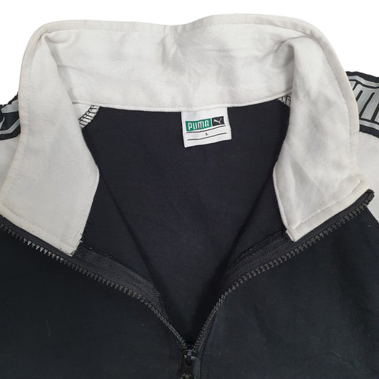 Mens Black Puma  Quarter Zip Jumper