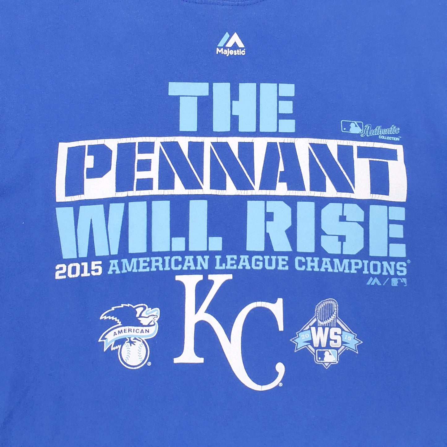 Mens Blue Majestic Pennant  T Shirt