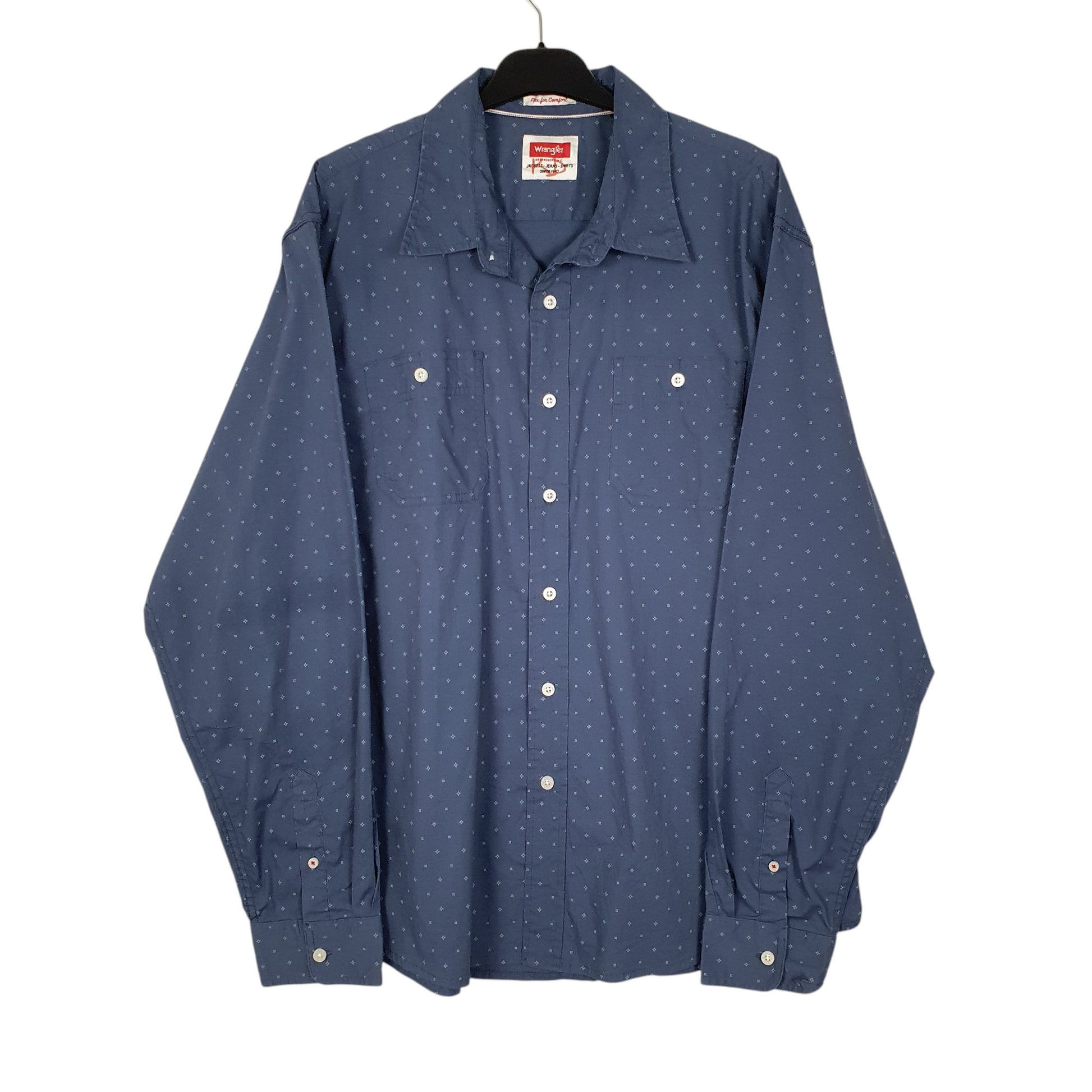 Mens Navy Wrangler  Long Sleeve Shirt