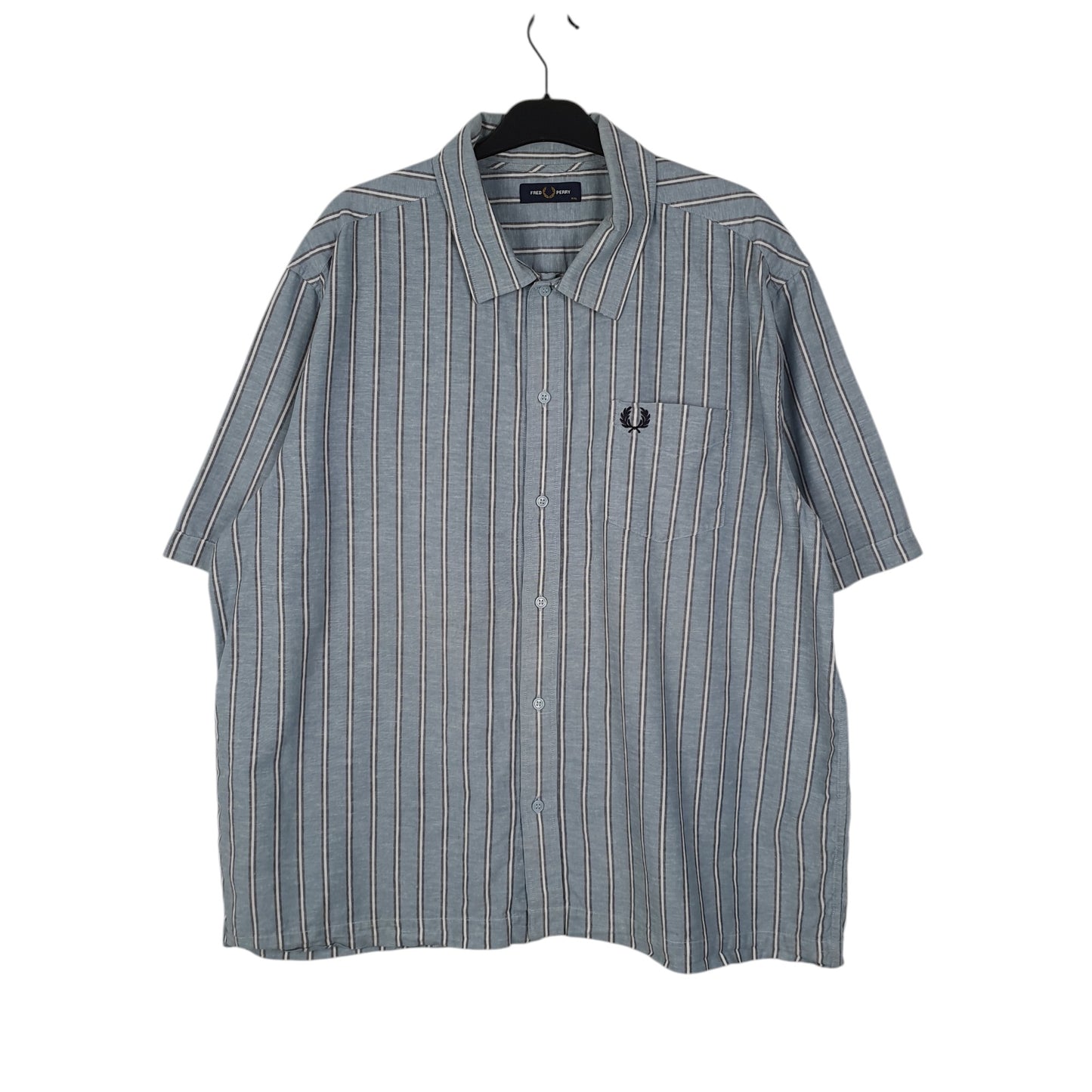 Mens Blue Fred Perry  Short Sleeve Shirt