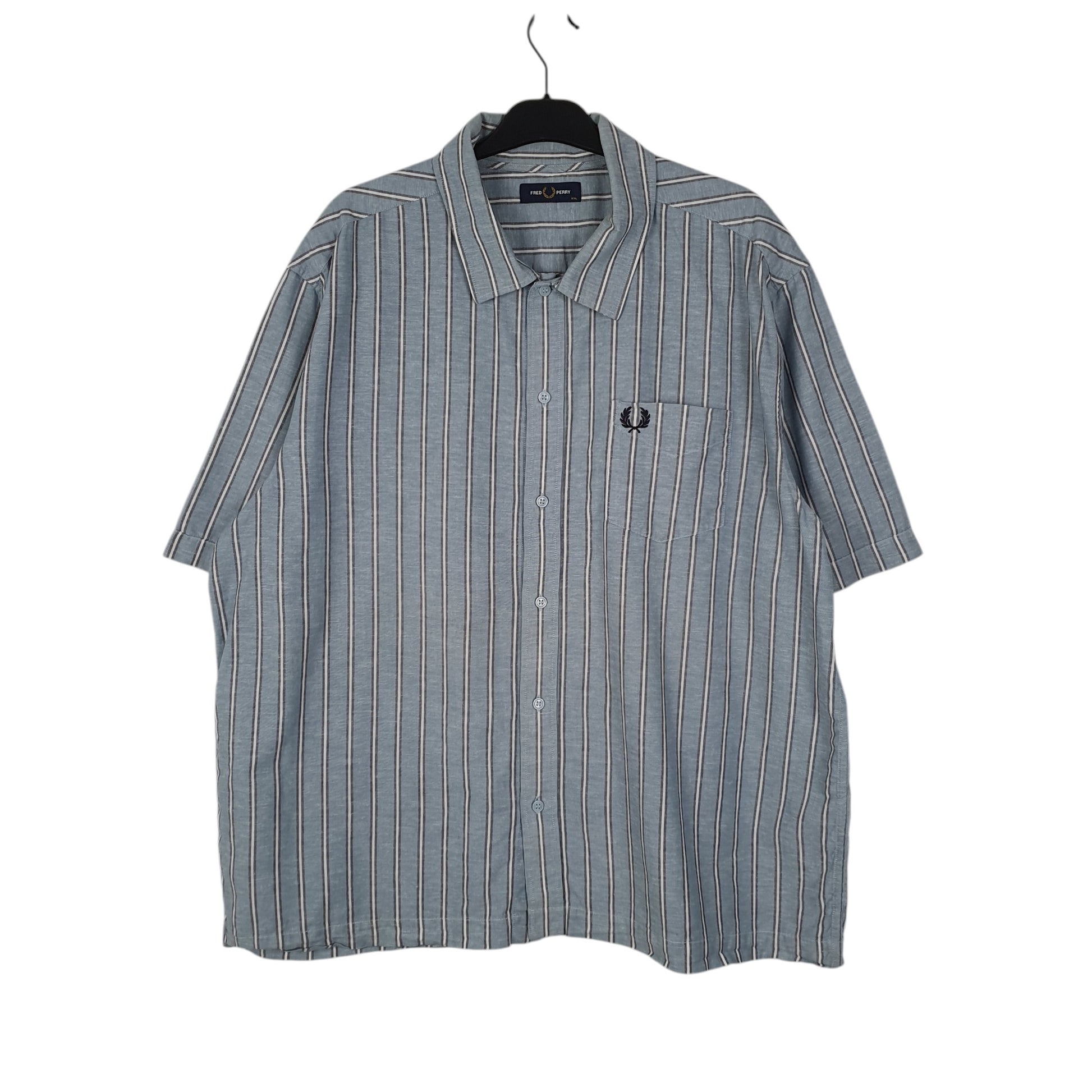 Mens Blue Fred Perry  Short Sleeve Shirt