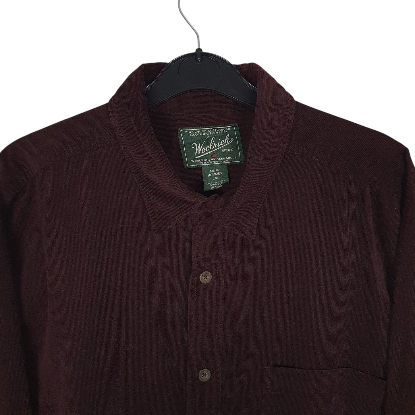 Mens Burgundy Woolrich Corduroy  Shirt