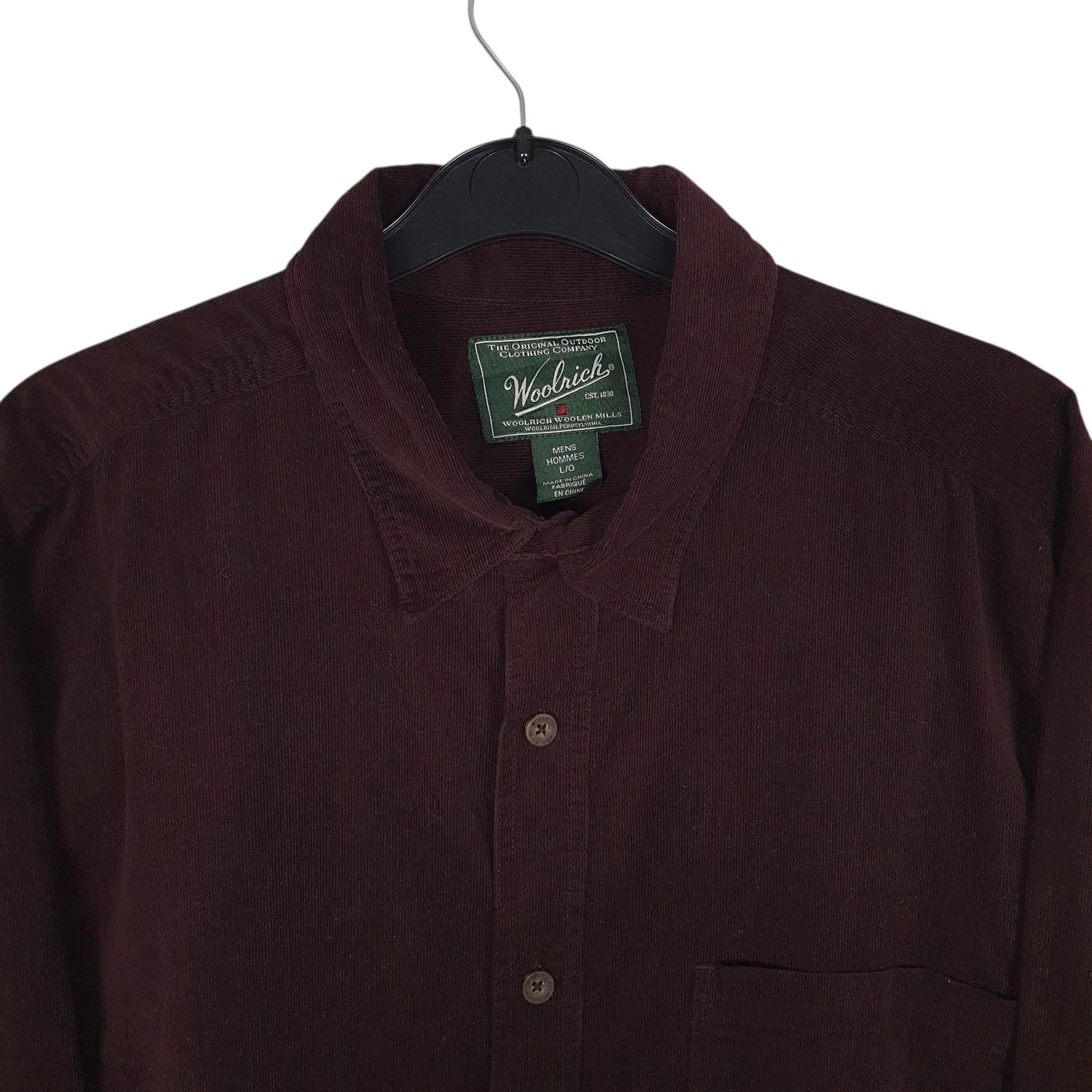 Mens Burgundy Woolrich Corduroy  Shirt