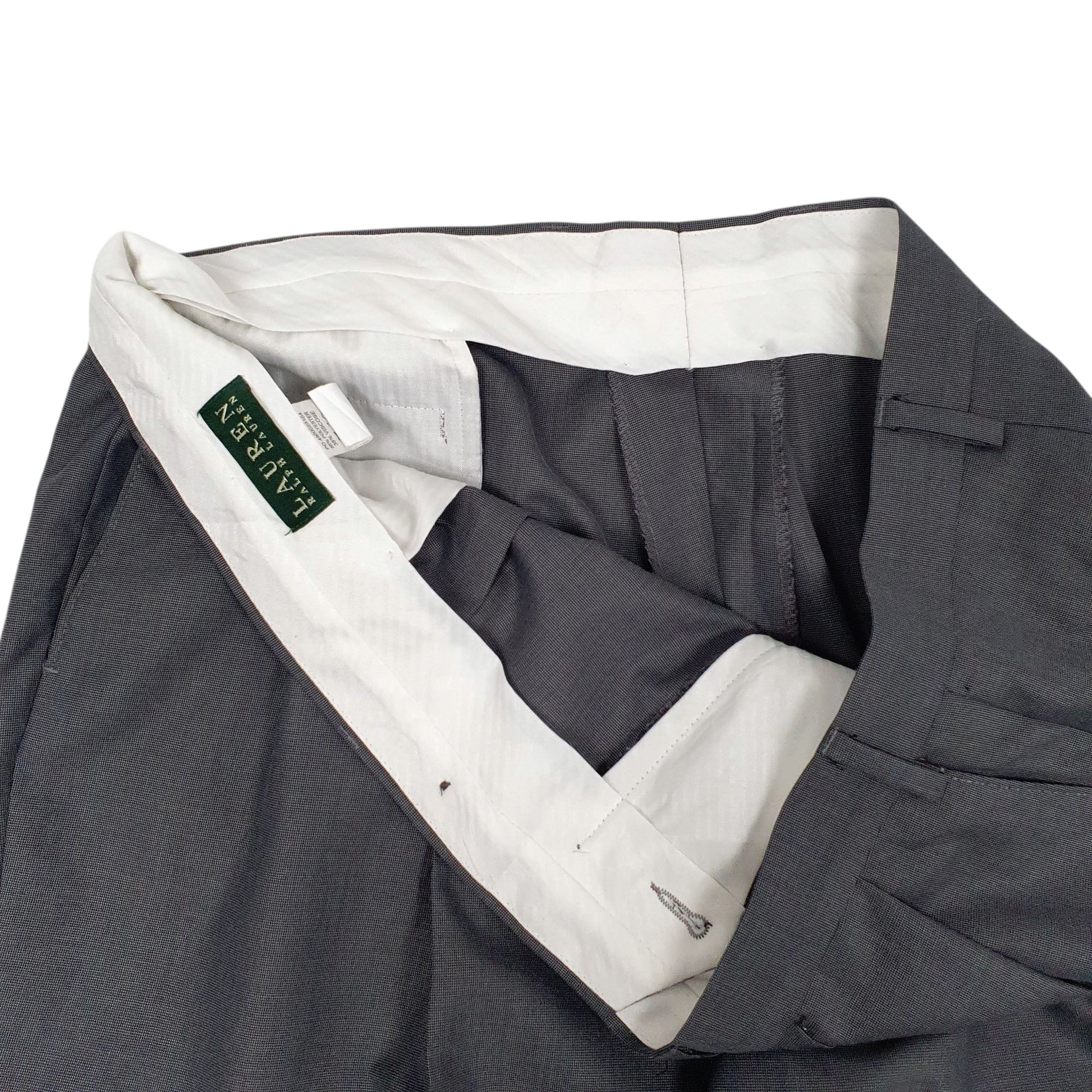 Mens Grey Ralph Lauren Pleated  Trousers