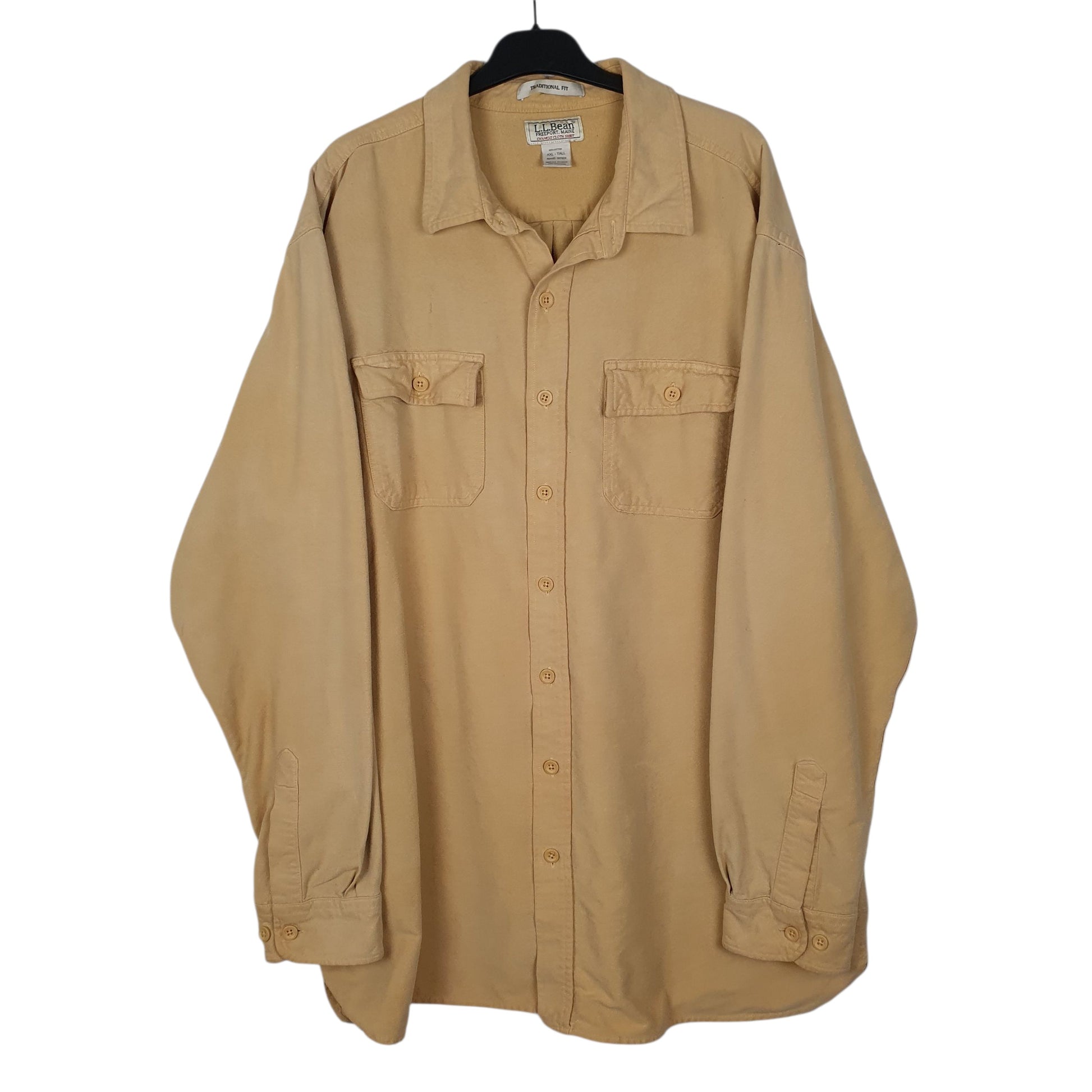 Mens Yellow L.L.Bean Chamois Long Sleeve Shirt