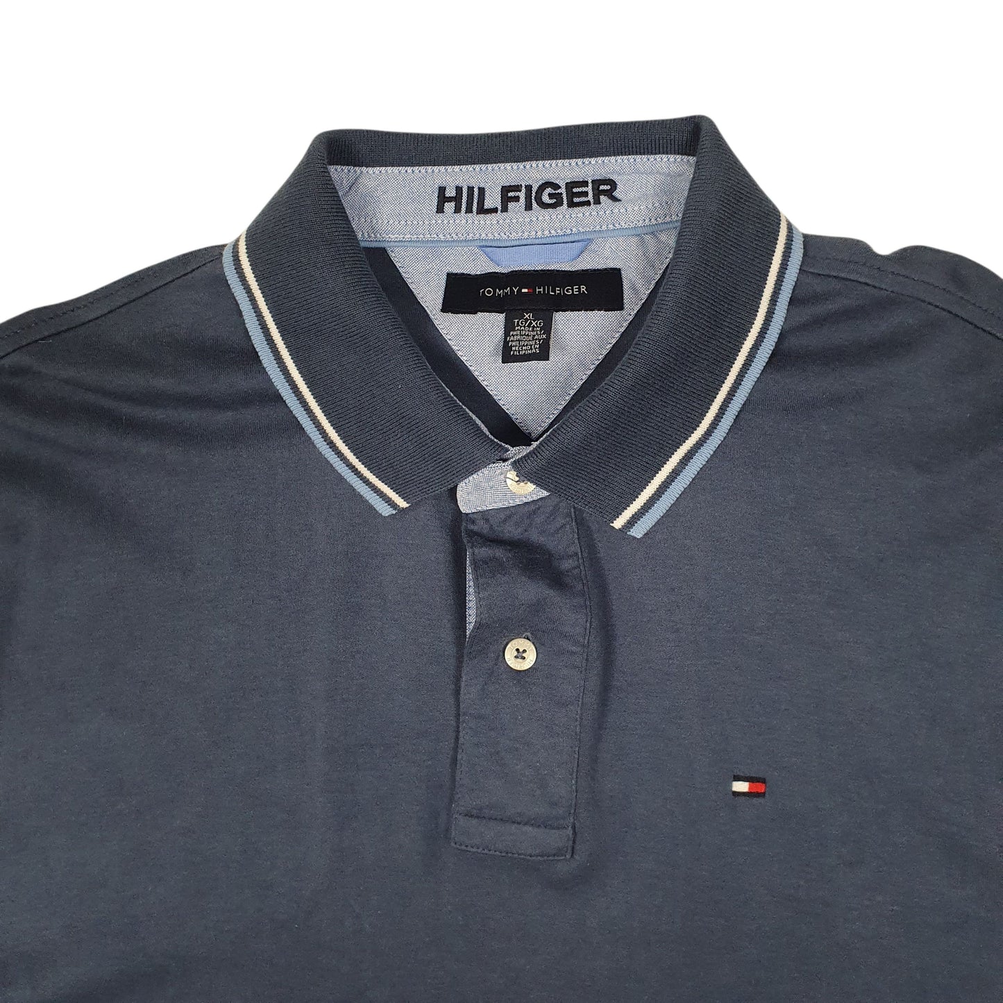 Mens Blue Tommy Hilfiger  Hoodie Polo Shirt