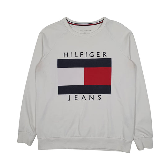 Mens White Tommy Hilfiger Lightweight Crewneck Jumper