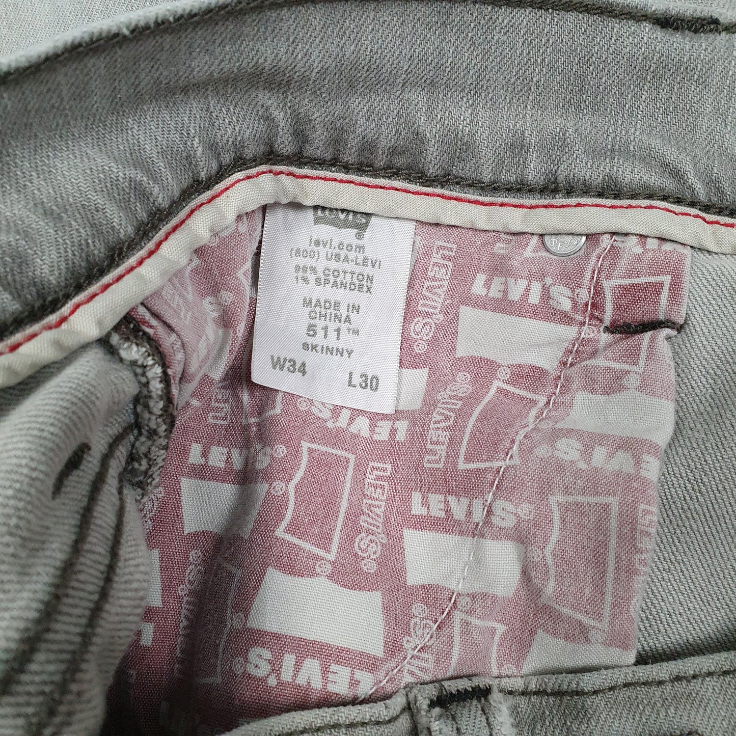 Mens Grey Levis Stretch  Jeans