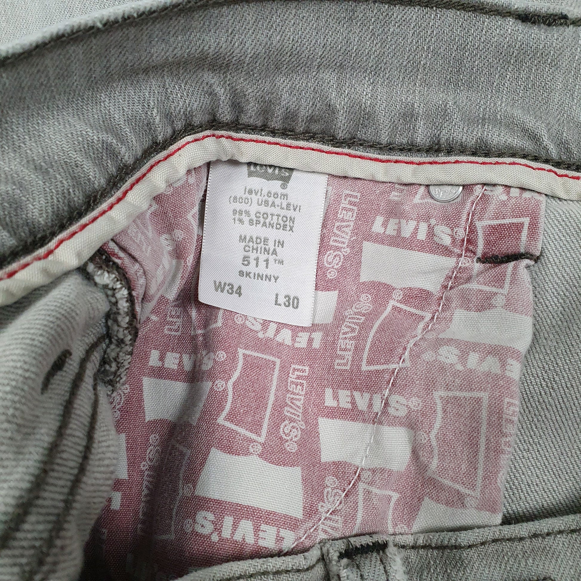 Mens Grey Levis Stretch  Jeans