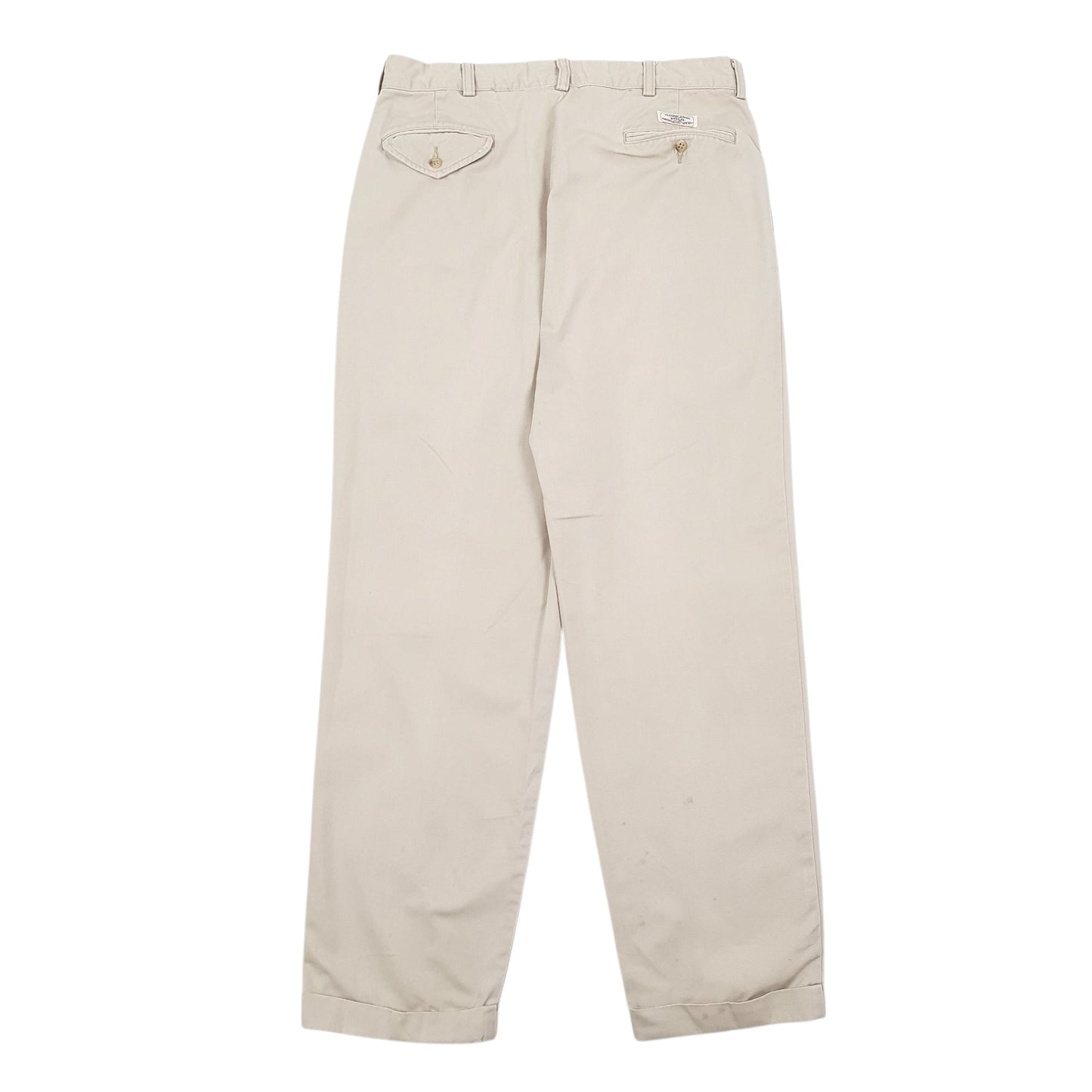 Mens Beige Polo Ralph Lauren Vintage 90s Double Pleated Hammond Pant  Trousers