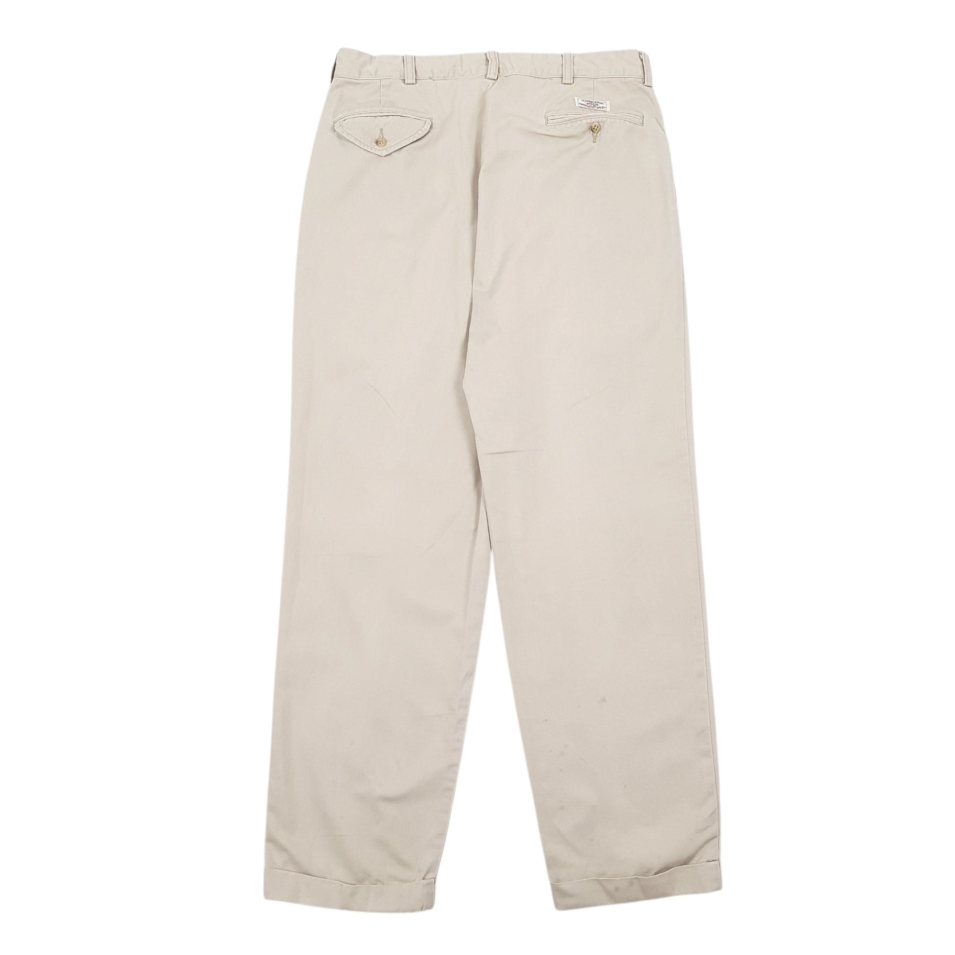 Mens Beige Polo Ralph Lauren Vintage 90s Double Pleated Hammond Pant  Trousers