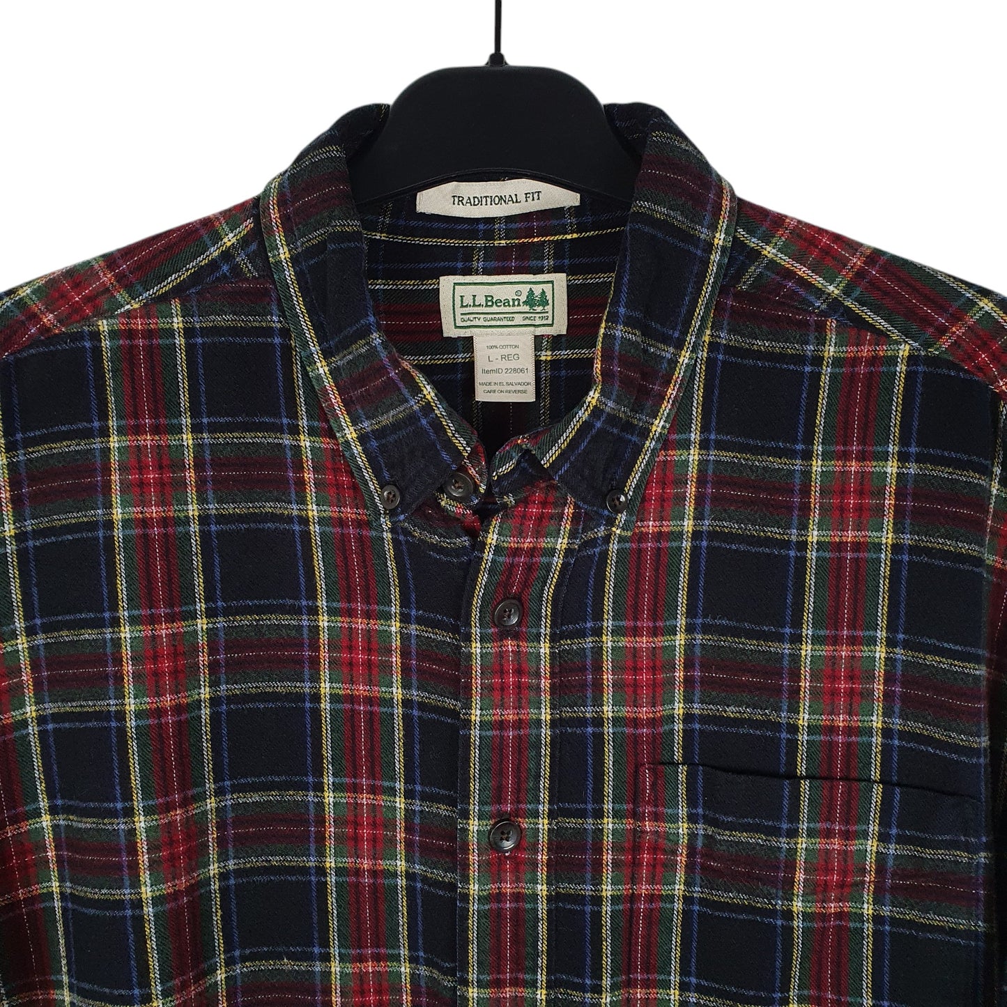 Mens Navy L.L.Bean Thick Flannel Plaid  Shirt