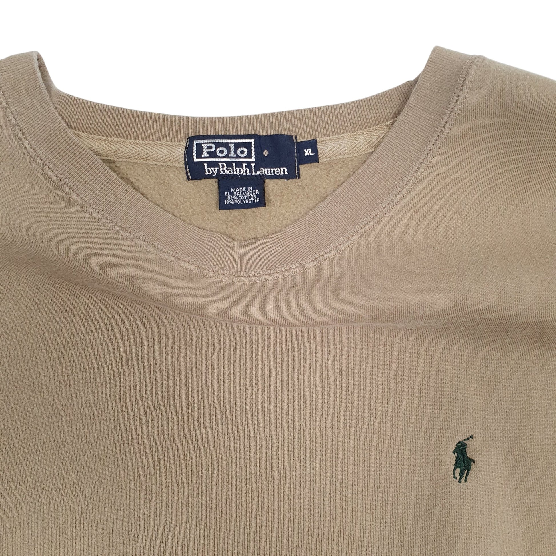 Mens Beige Polo Ralph Lauren Vintage 90s Crewneck Jumper