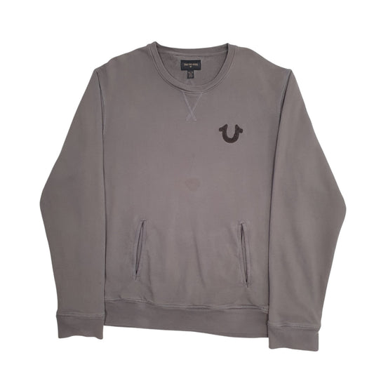 Mens Grey True Religion  Crewneck Jumper