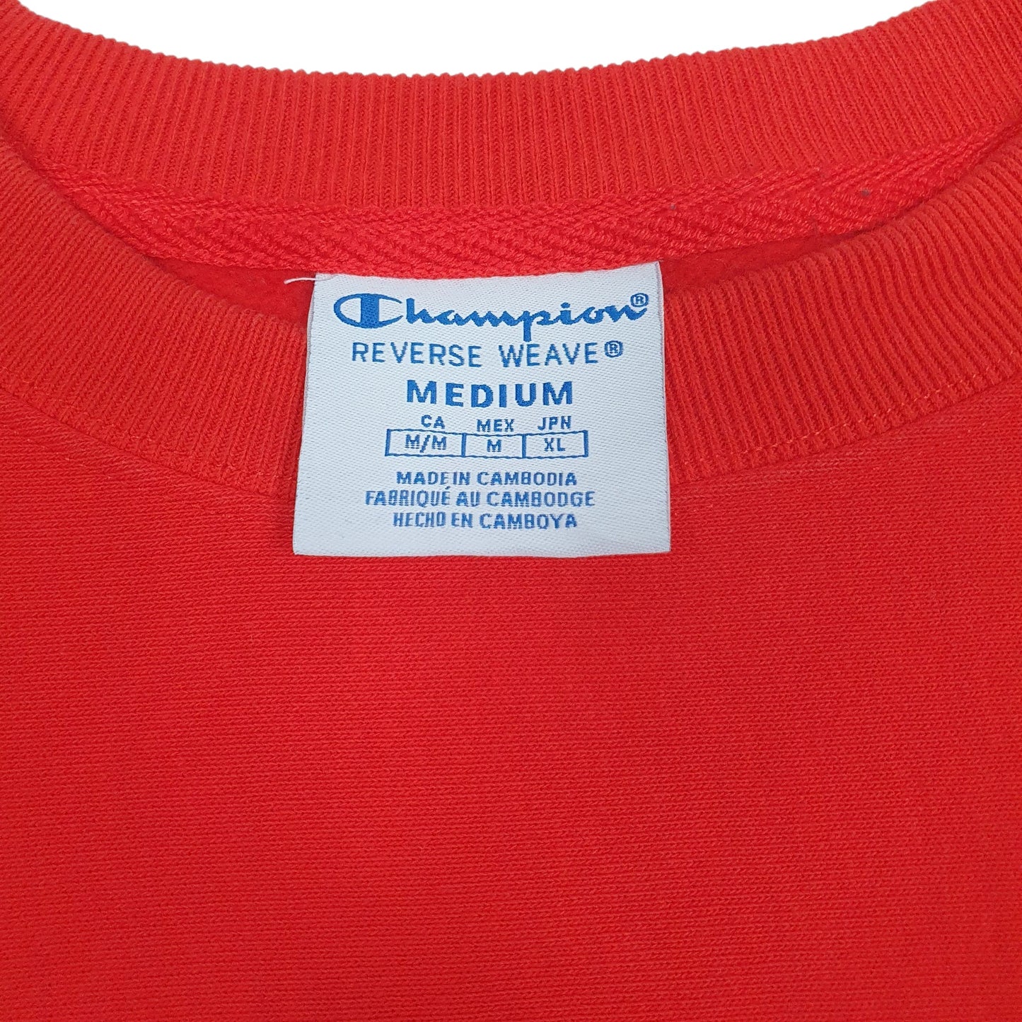 Womens Red Champion Crop Top Reverse Weave Crewneck Jumper