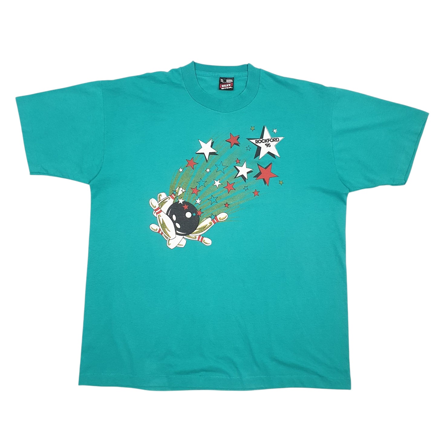 Mens Green Fruit Of The Loom Single Stitch 90s Made In USA Short Sleeve T Shirt