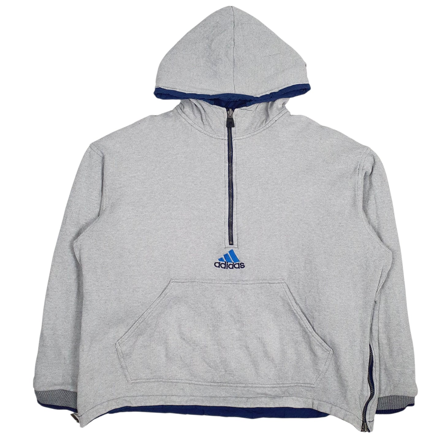 Mens Blue Adidas Vintage 90s Reversible Hoodie Coat