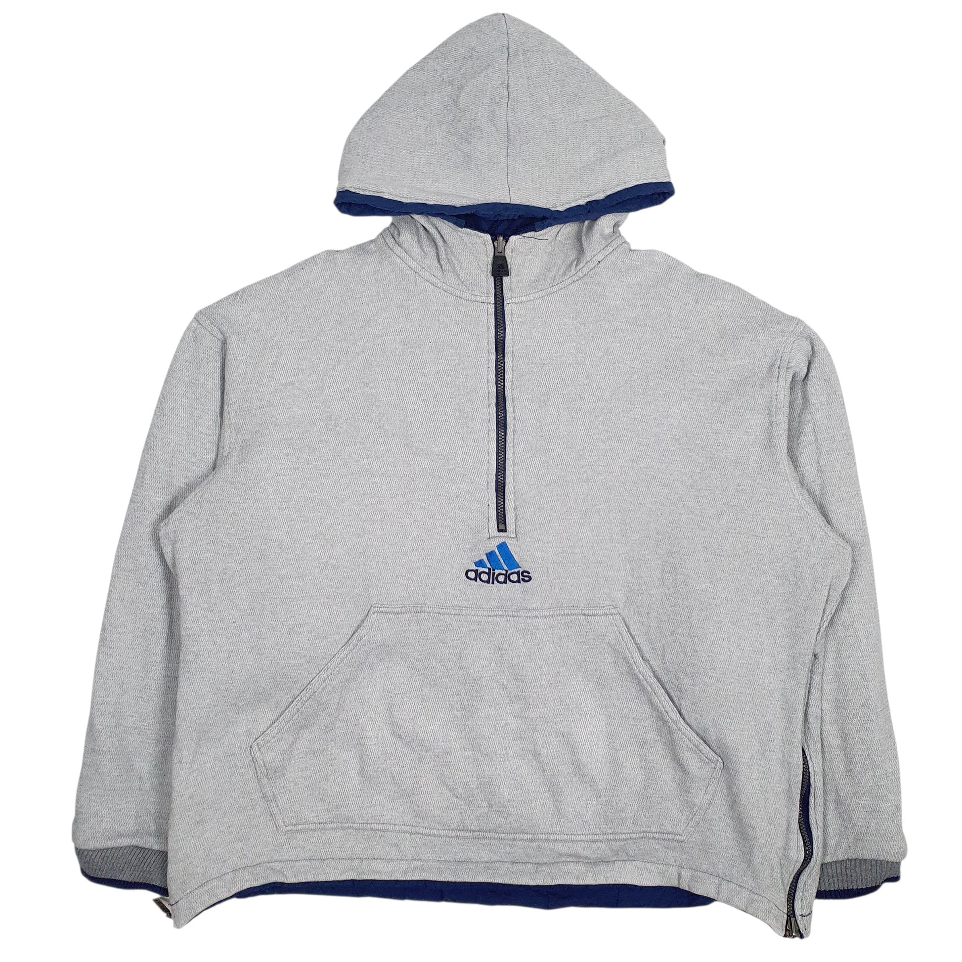 Mens Blue Adidas Vintage 90s Reversible Hoodie Coat