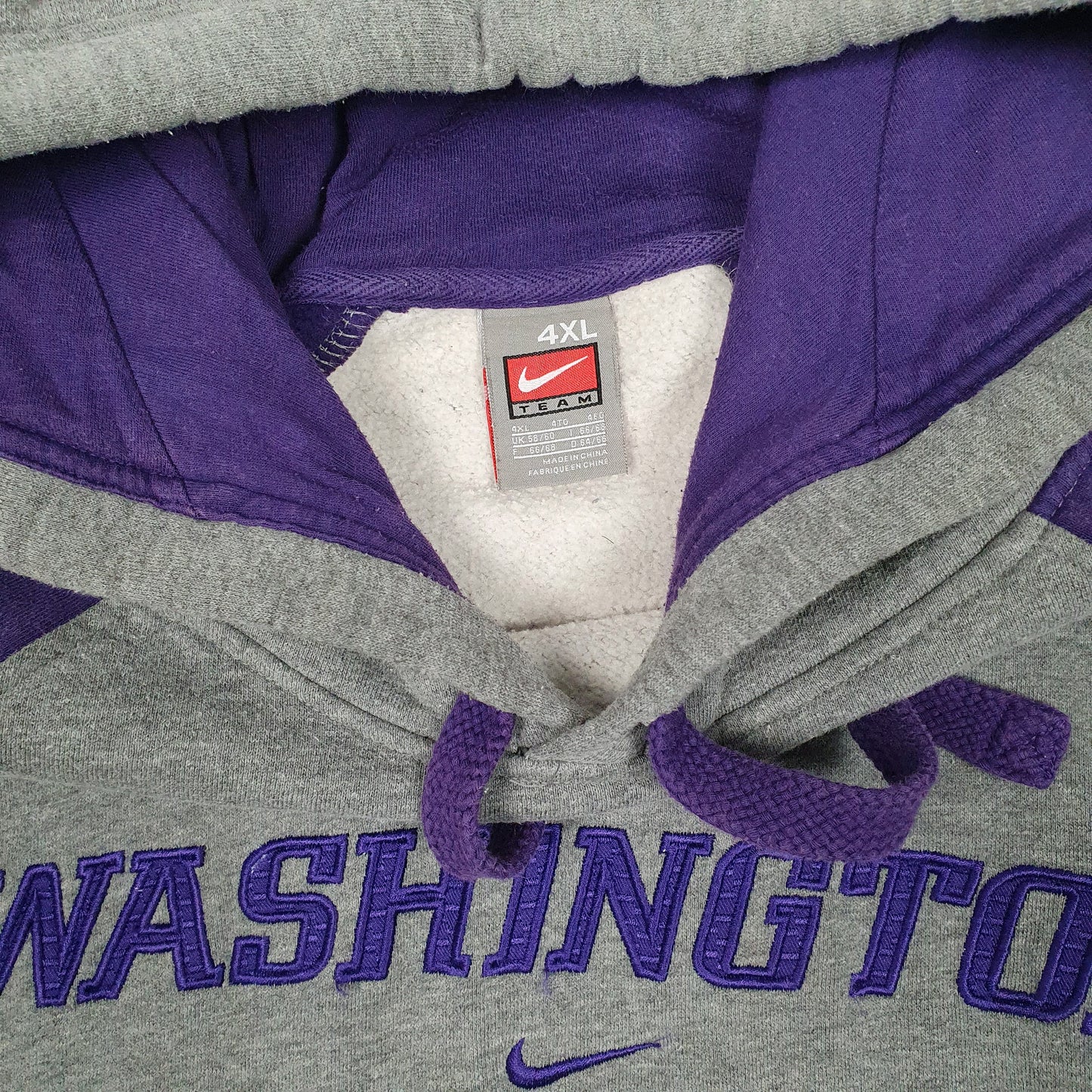 Mens Grey Nike Vintage 90s Washington Team Hoodie Jumper