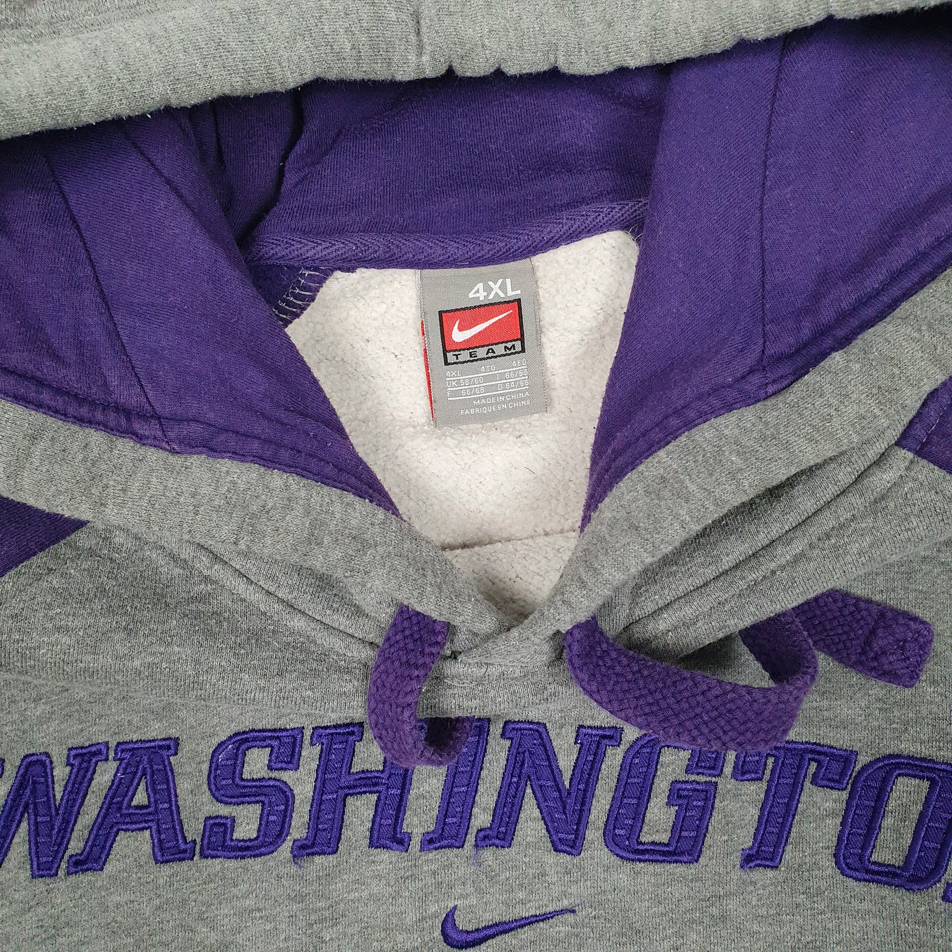 Mens Grey Nike Vintage 90s Washington Team Hoodie Jumper