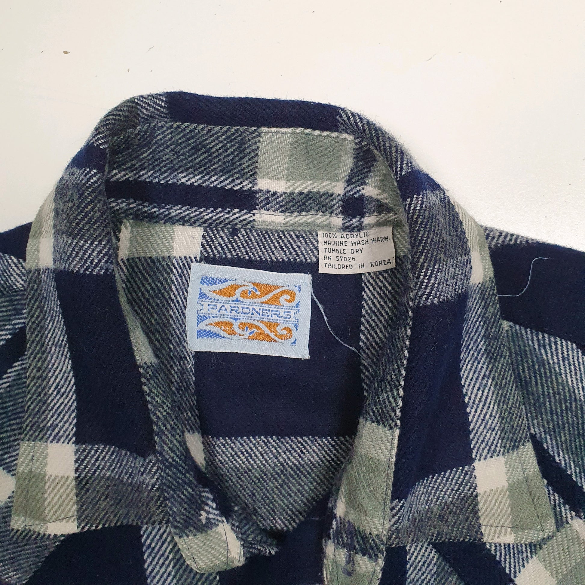 Mens Navy Pardners Vintage 90s Plaid Western Cowboy Crewneck Shirt