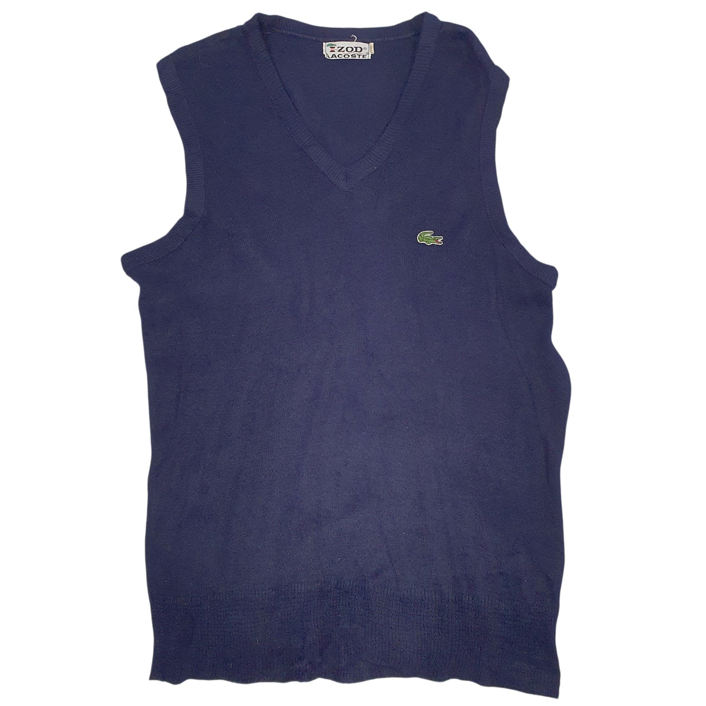 Mens Navy Izod Lacoste Vintage 80s Vest Jumper