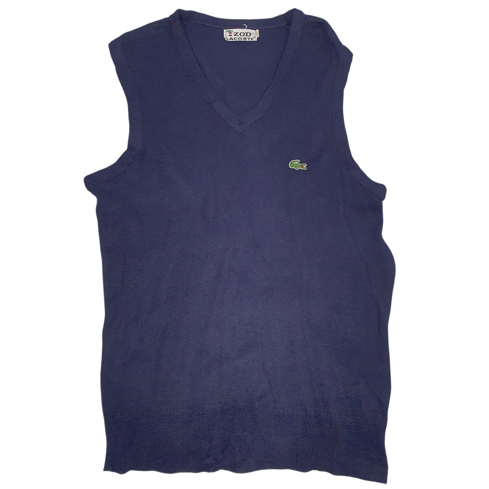 Mens Navy Izod Lacoste Vintage 80s Vest Jumper
