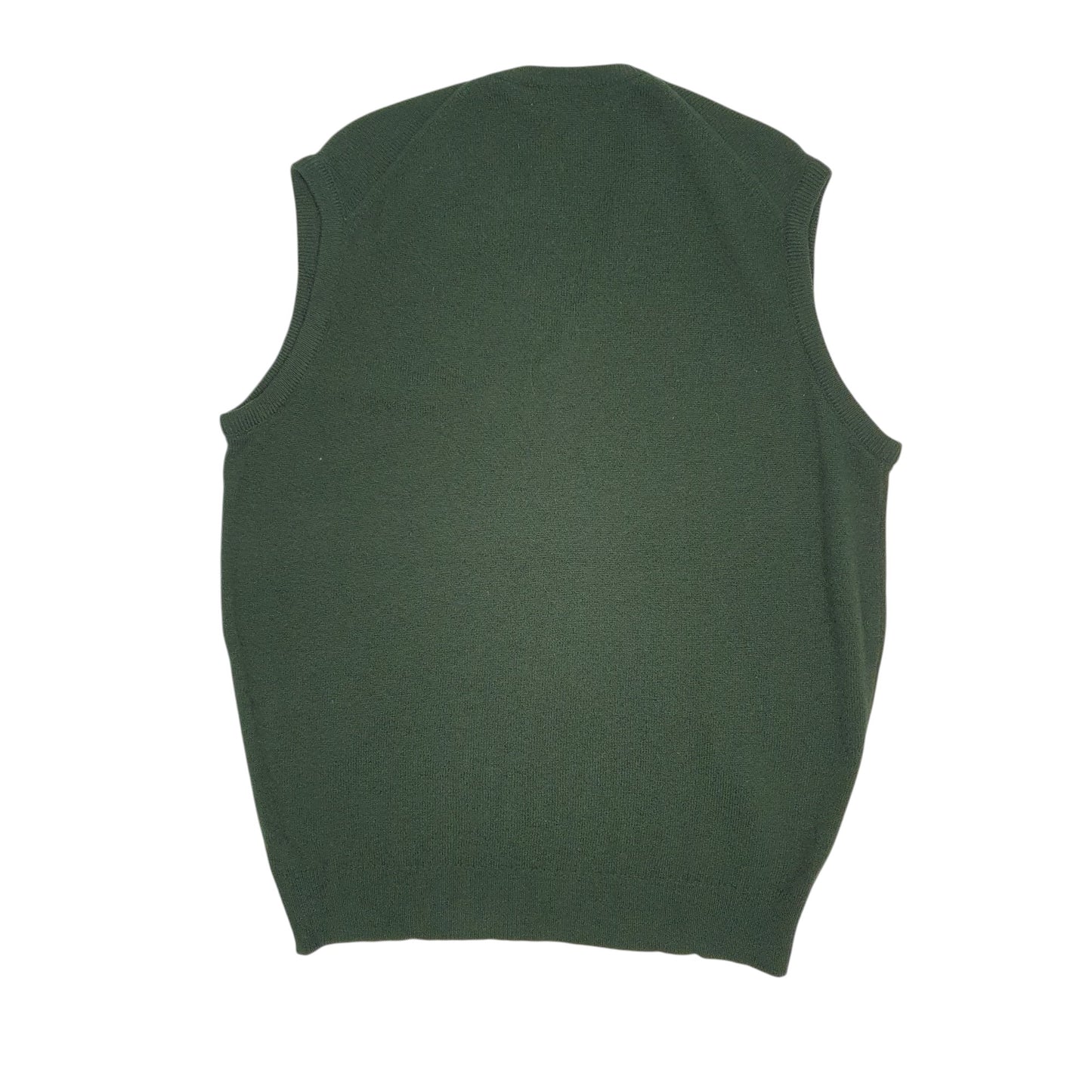 Mens Green Burberry Vintage 90s Vest Top V Neck Jumper