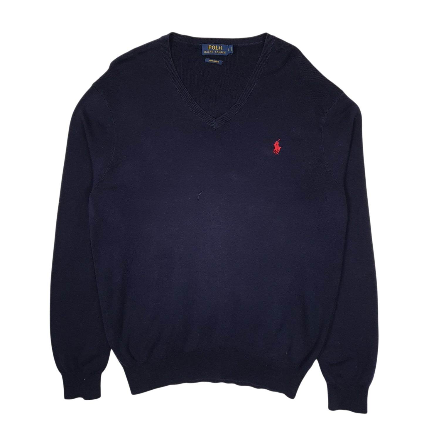 Mens Navy Polo Ralph Lauren Lightweight V Neck Jumper