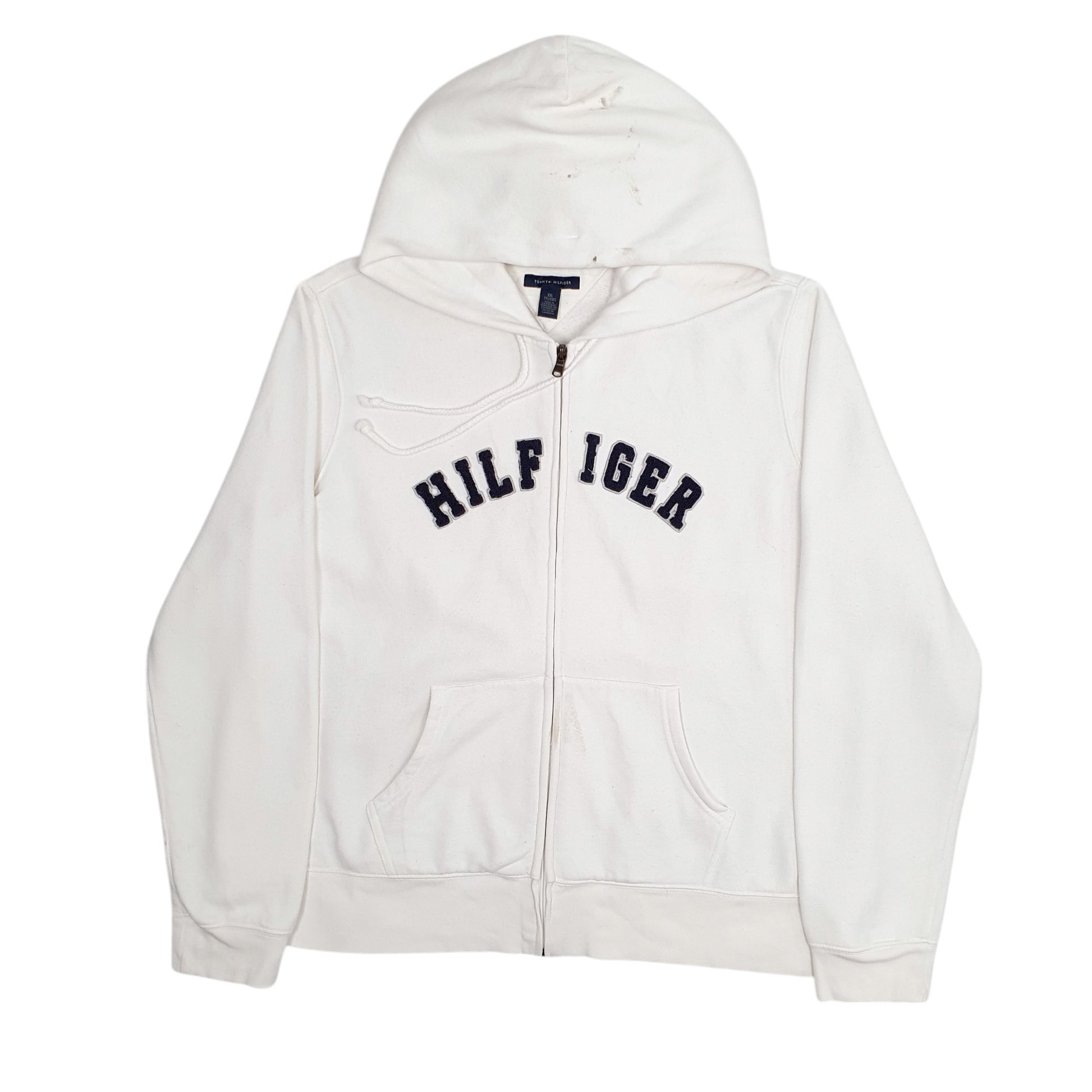 Womens White Tommy Hilfiger Spellout Full Zip Jumper