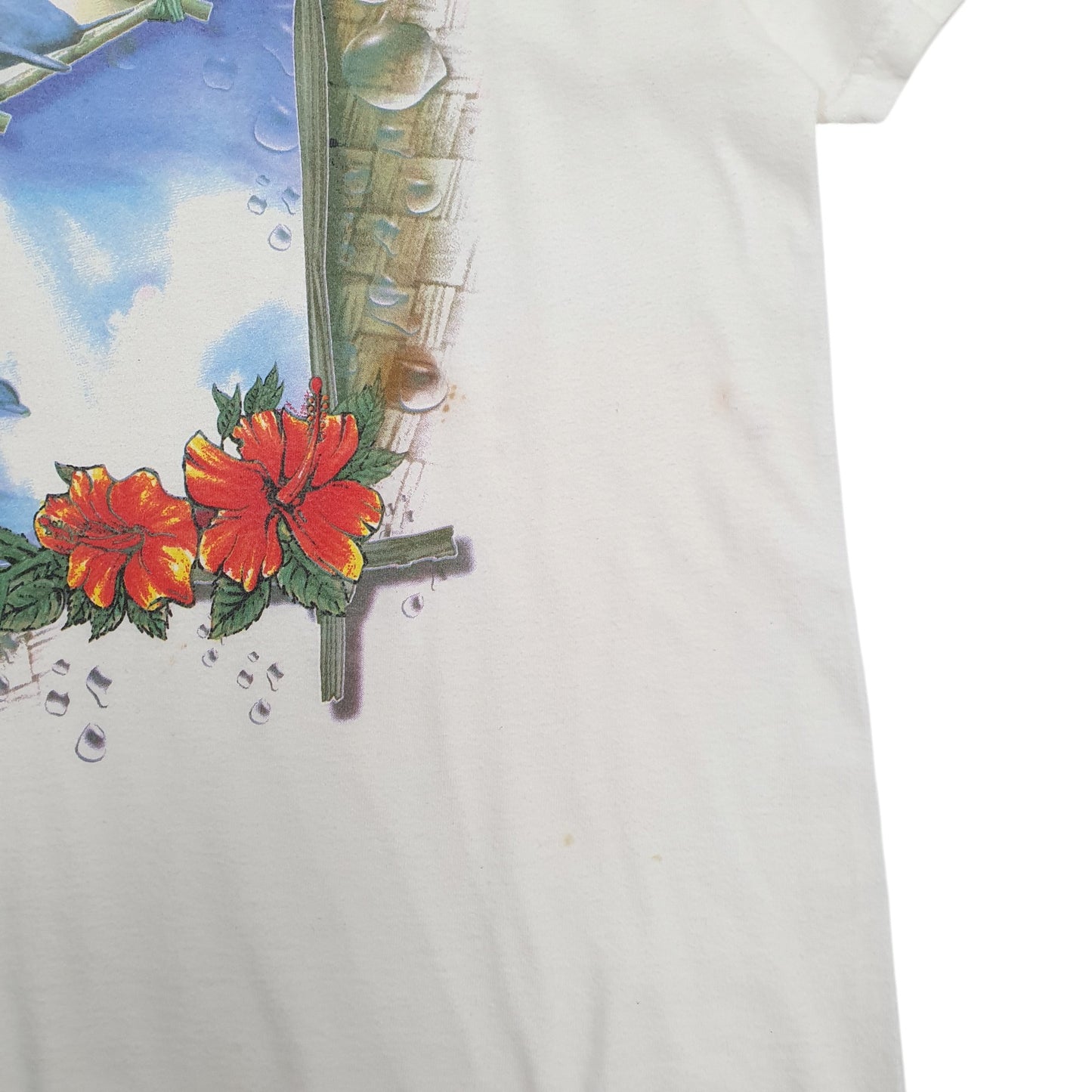 Mens White Sherry Single Stitch Vintage 90s Atlantic Beach  T Shirt