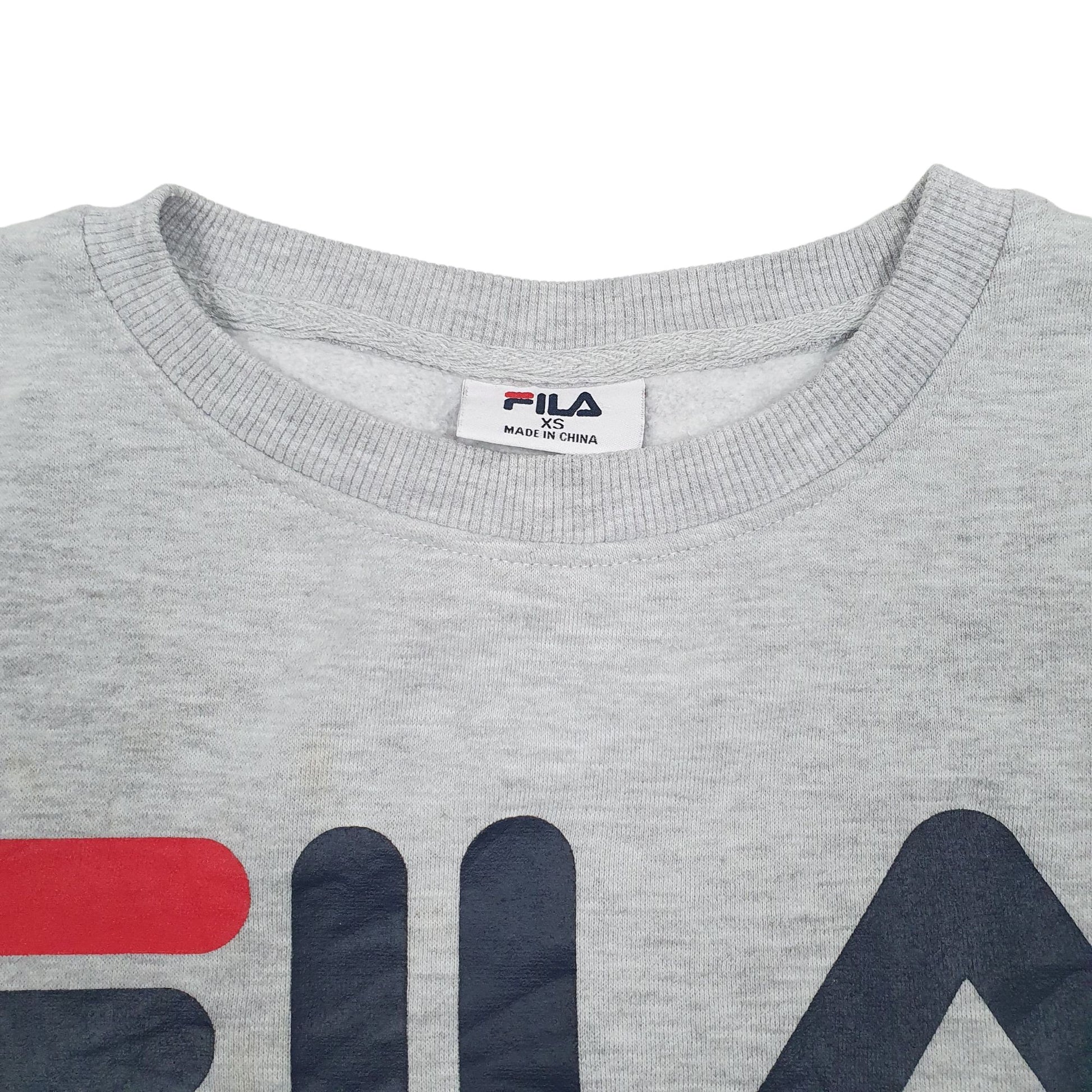 Mens Grey Fila Spellout Crewneck Jumper