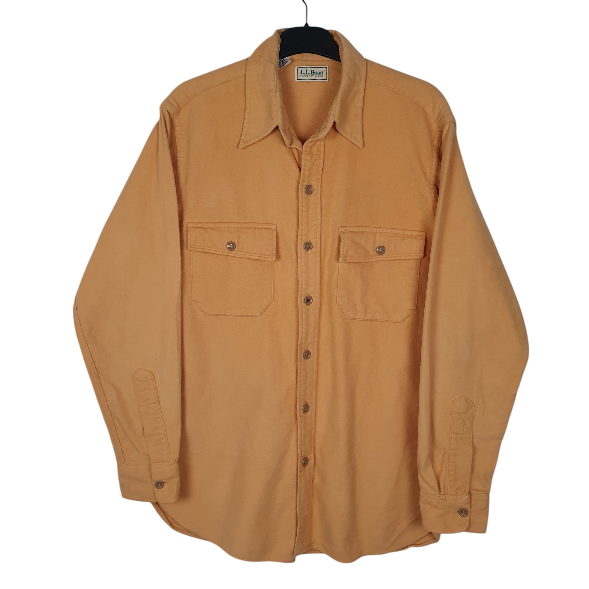 Mens Yellow L.L.Bean Vintage 90s Chamois Long Sleeve Shirt