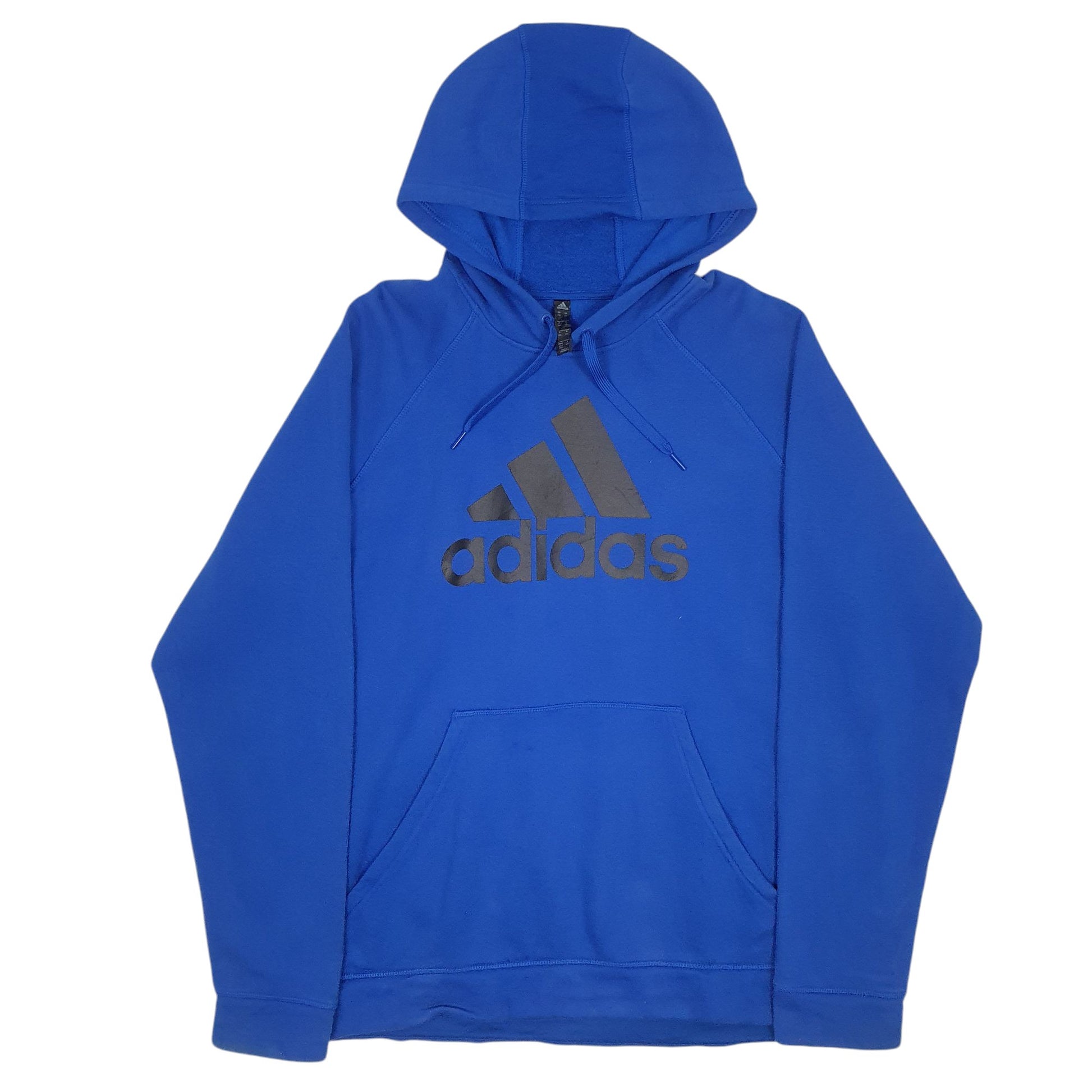 Mens Blue Adidas Spellout Hoodie Jumper