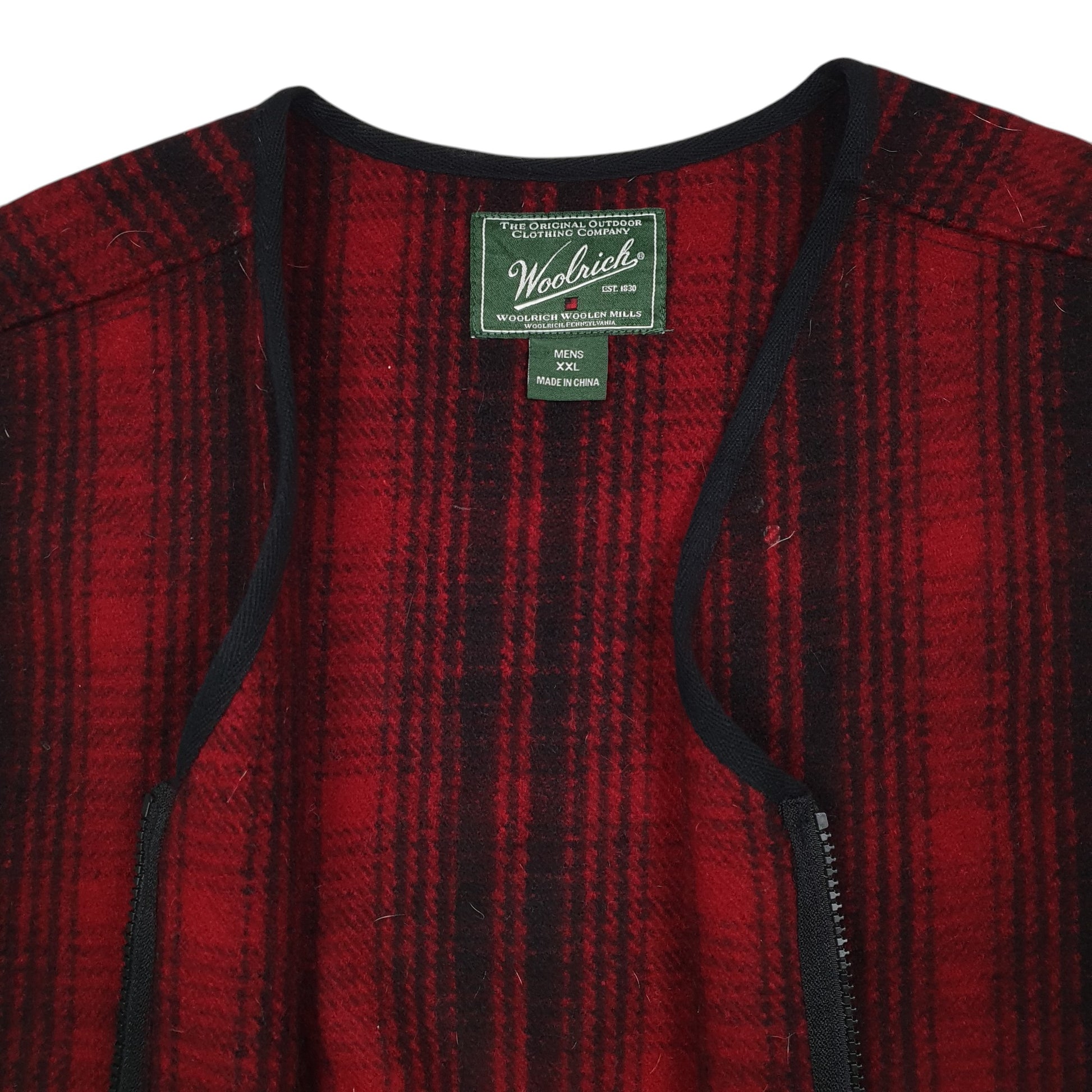 Mens Red Woolrich Waistcoat Full Zip Coat