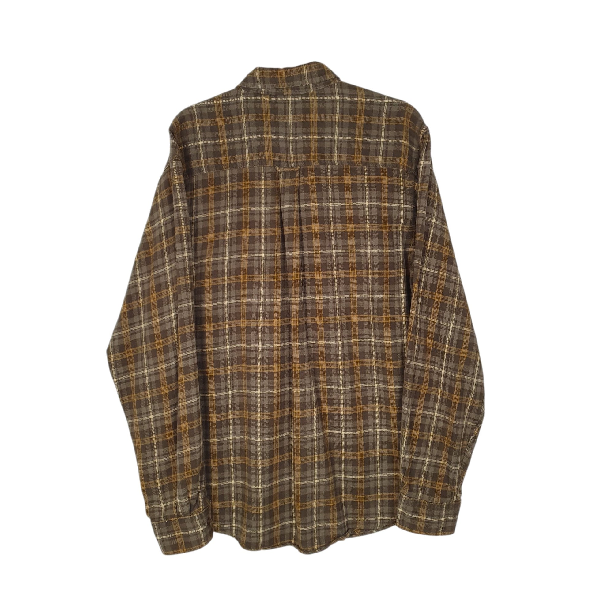 Mens Brown Woolrich Thick Flannel Plaid  Shirt