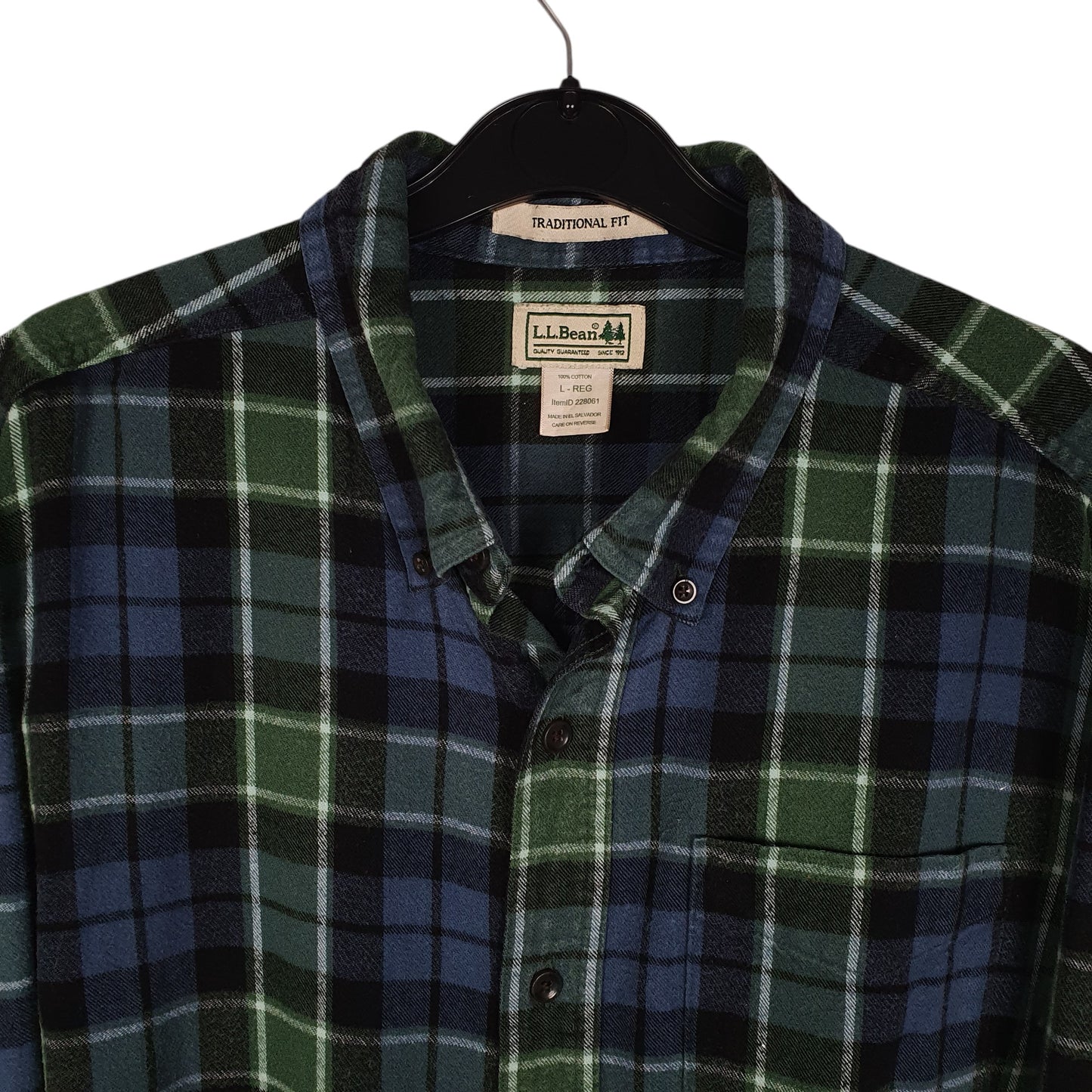 Mens Blue L.L.Bean Thick Flannel Plaid  Shirt