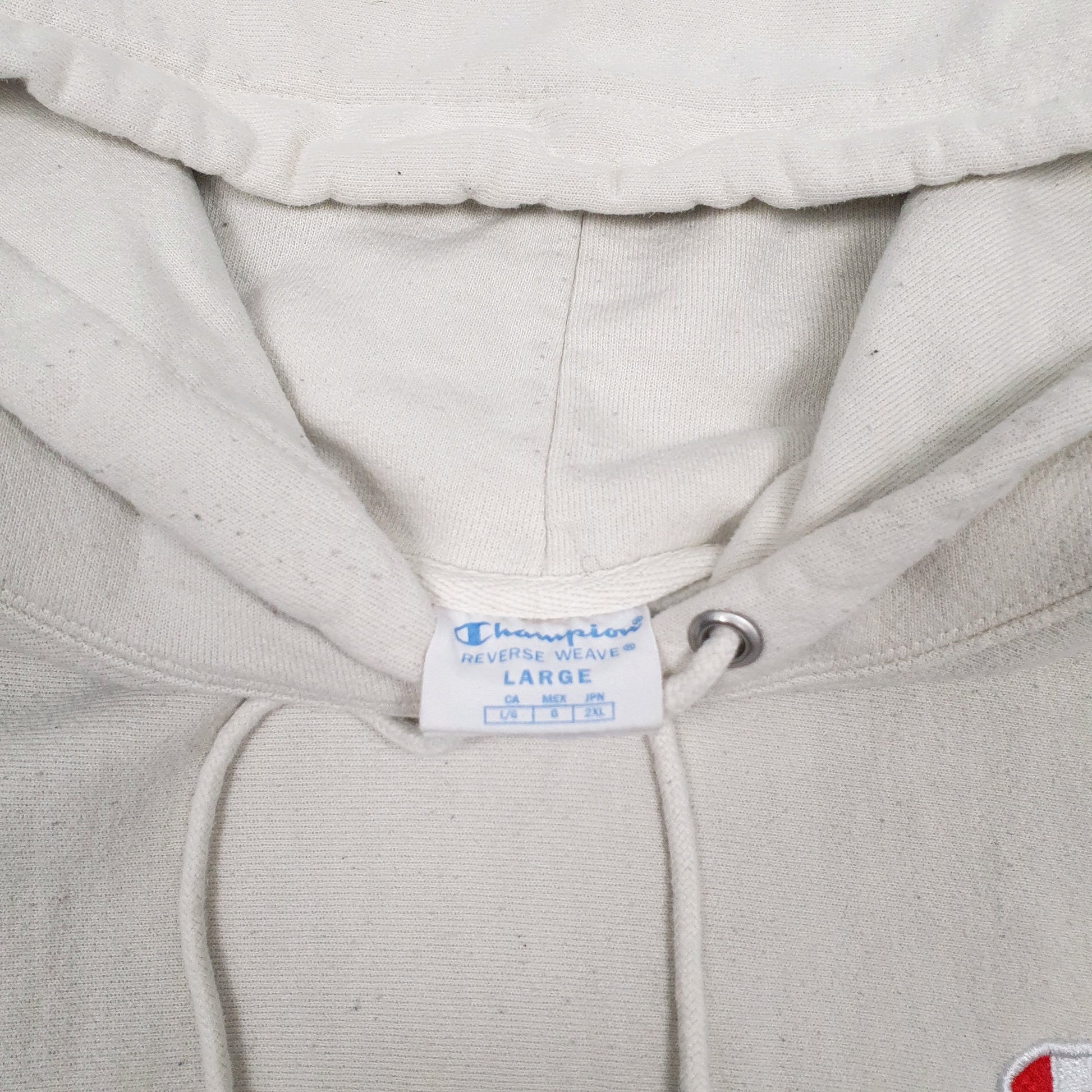 Mens Cream Champion Reverse Weave Hoodie Jumper