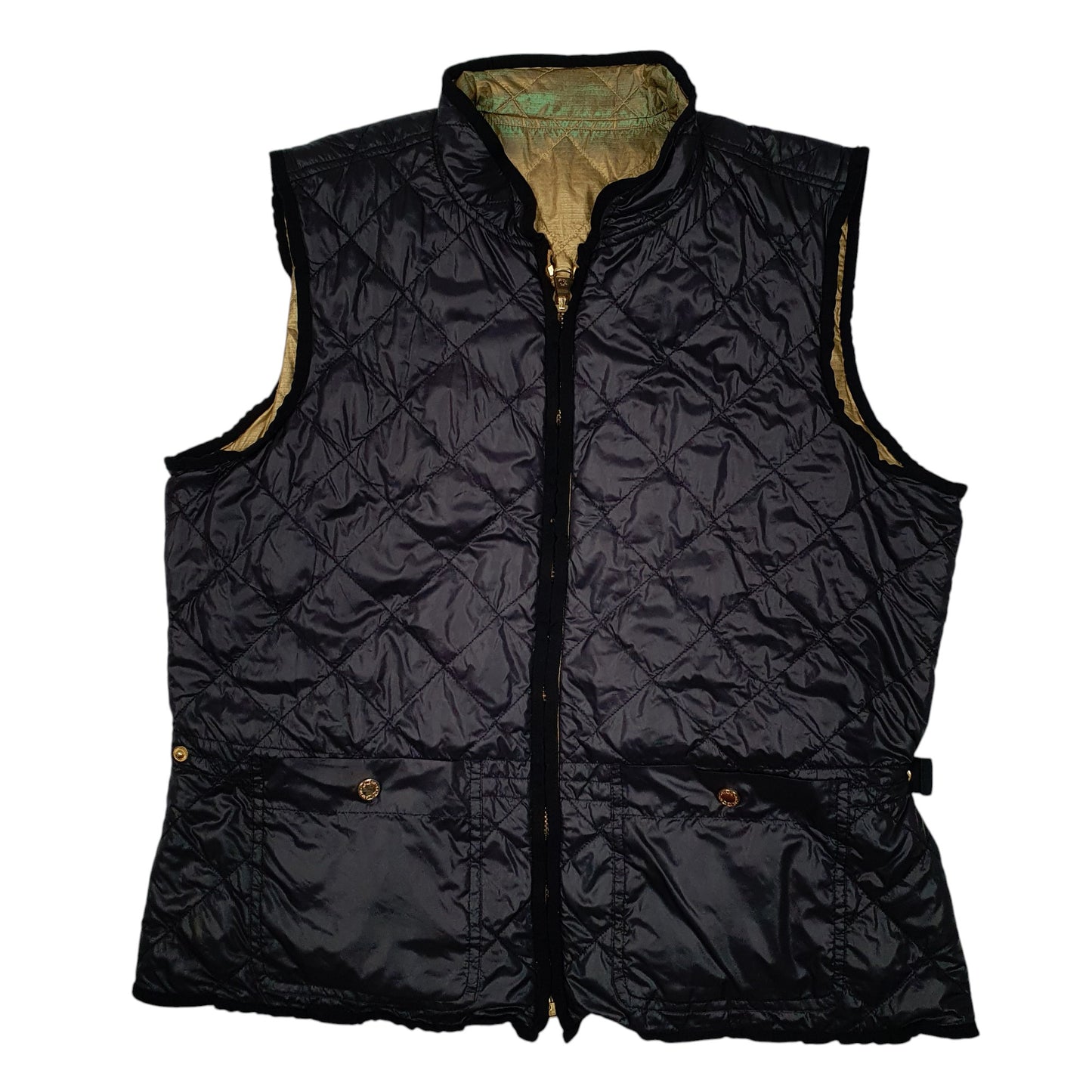 Womens Black Ralph Lauren Reversible Quilted Crewneck Coat