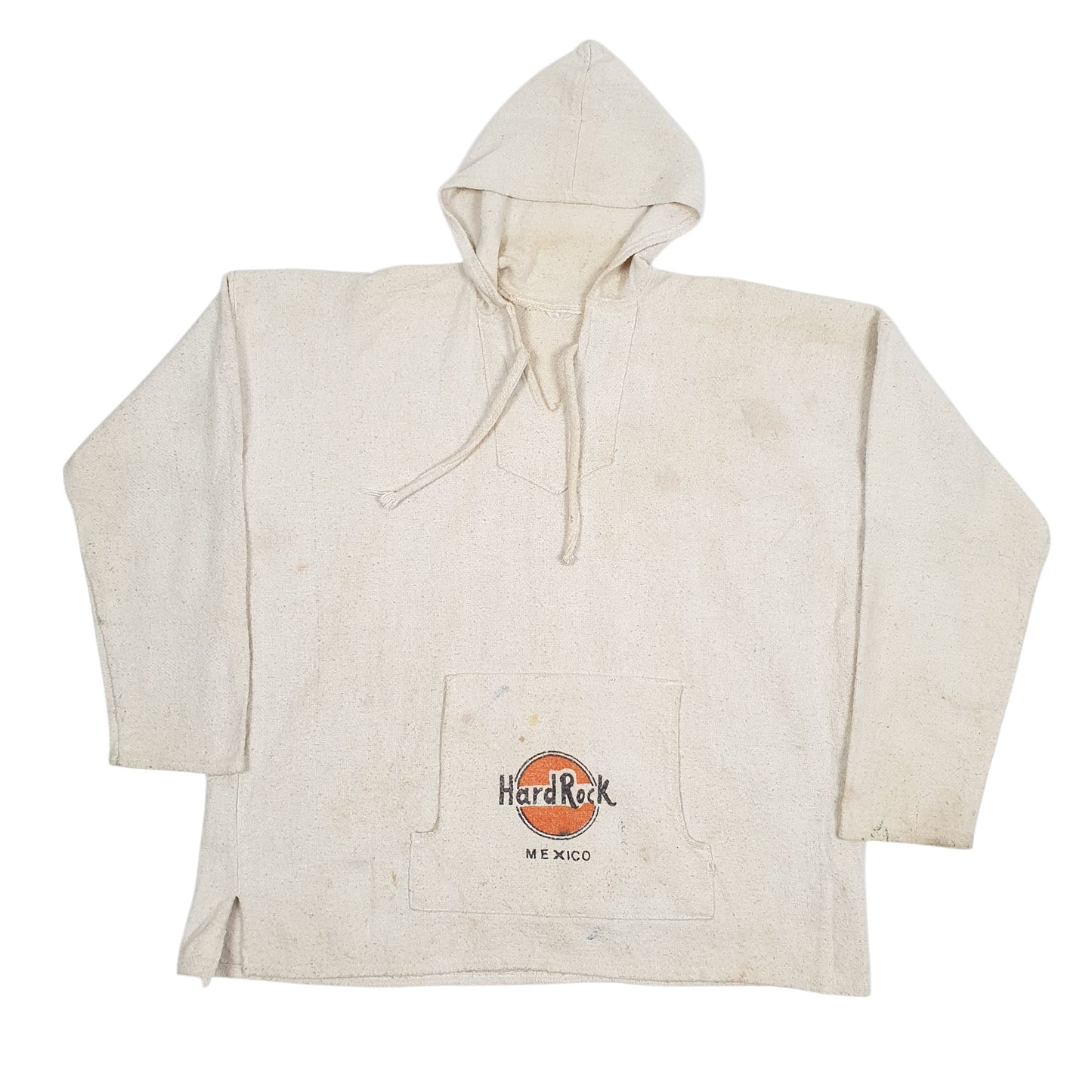 Mens Cream Hard Rock Vintage Baja Hoodie Jumper