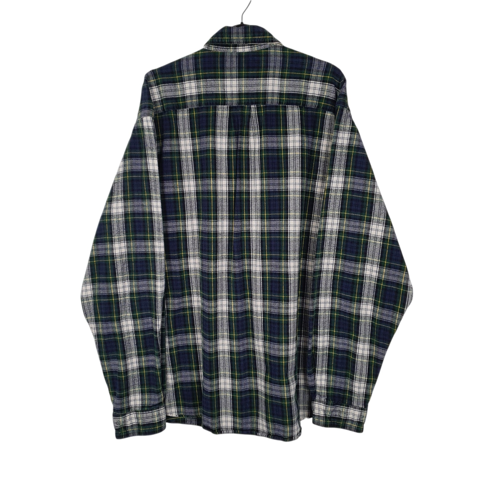 Mens Navy L.L.Bean Thick Flannel Plaid  Shirt