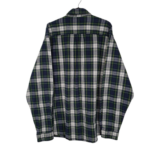 Mens Navy L.L.Bean Thick Flannel Plaid  Shirt