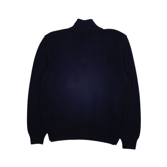 Mens Navy Polo Ralph Lauren Knit Quarter Zip Jumper