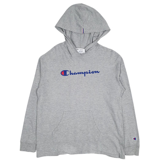 Mens Grey Champion Spellout Lightweight Hoodie Jumper