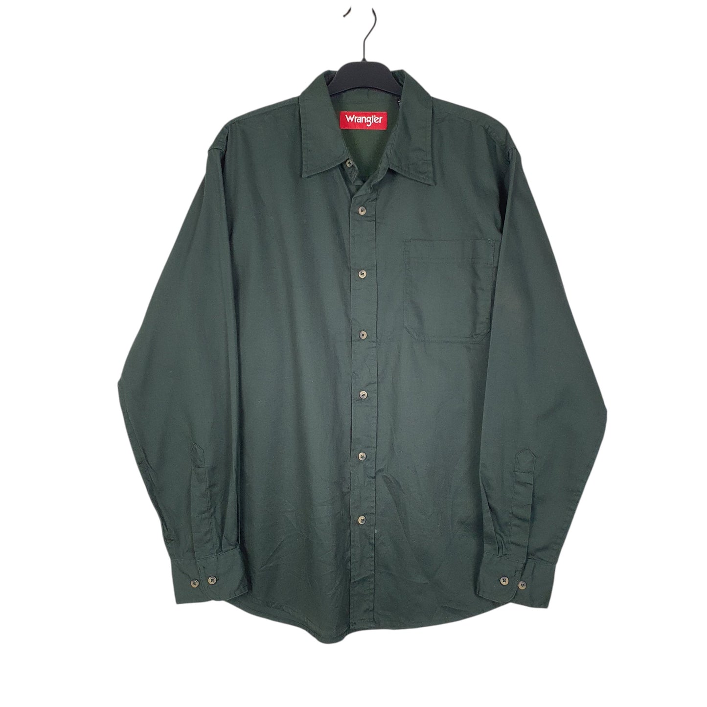 Mens Green Wrangler  Long Sleeve Shirt