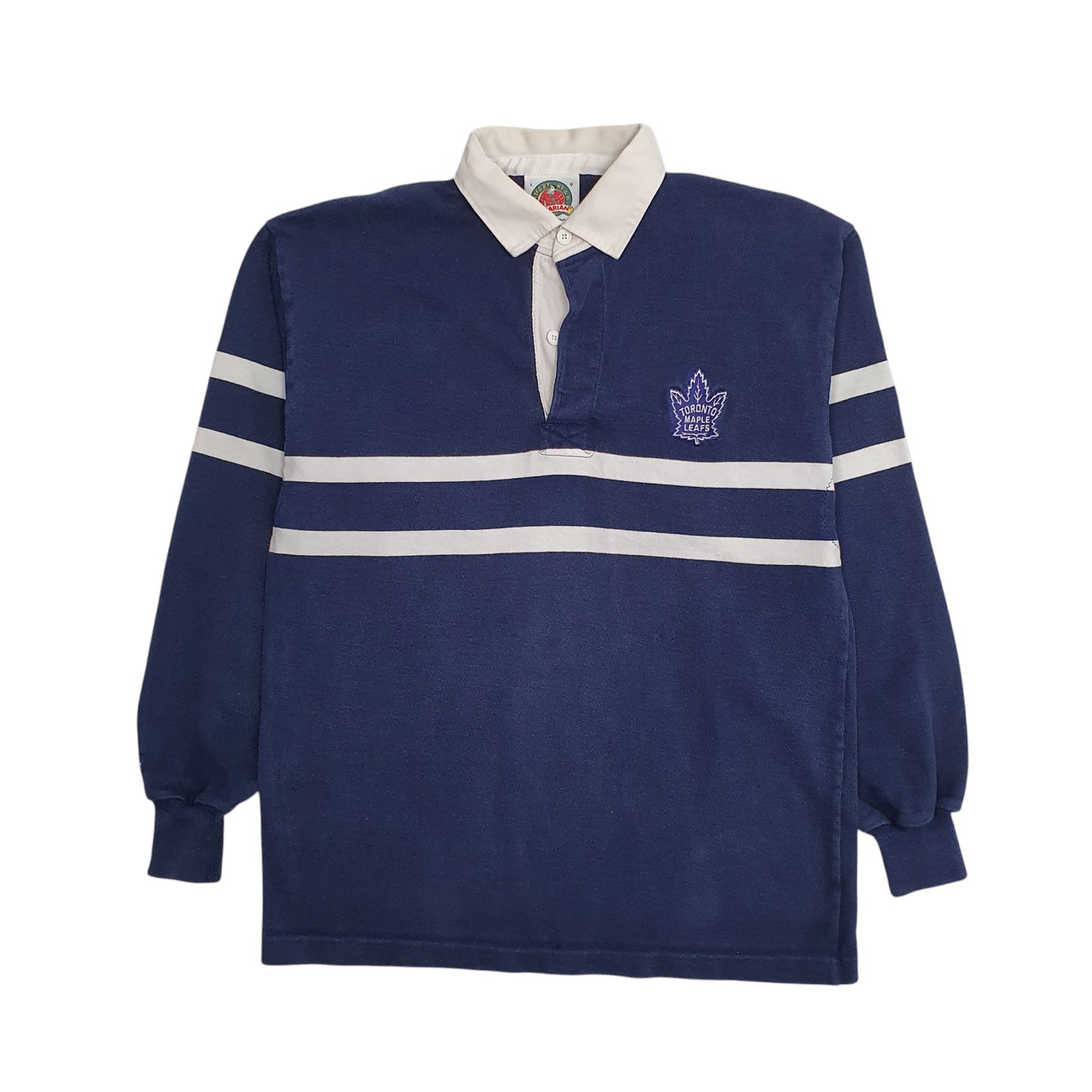 Mens Navy Barbarian Toronto Maple Leafs NHL Hockey Rugby Long Sleeve Polo Shirt