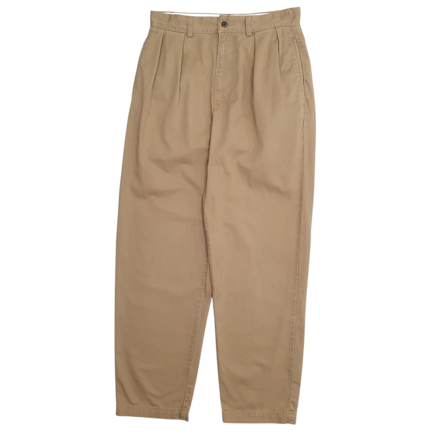 Mens Beige Polo Ralph Lauren Andrew Pleated Vintage 90s Chino Trousers