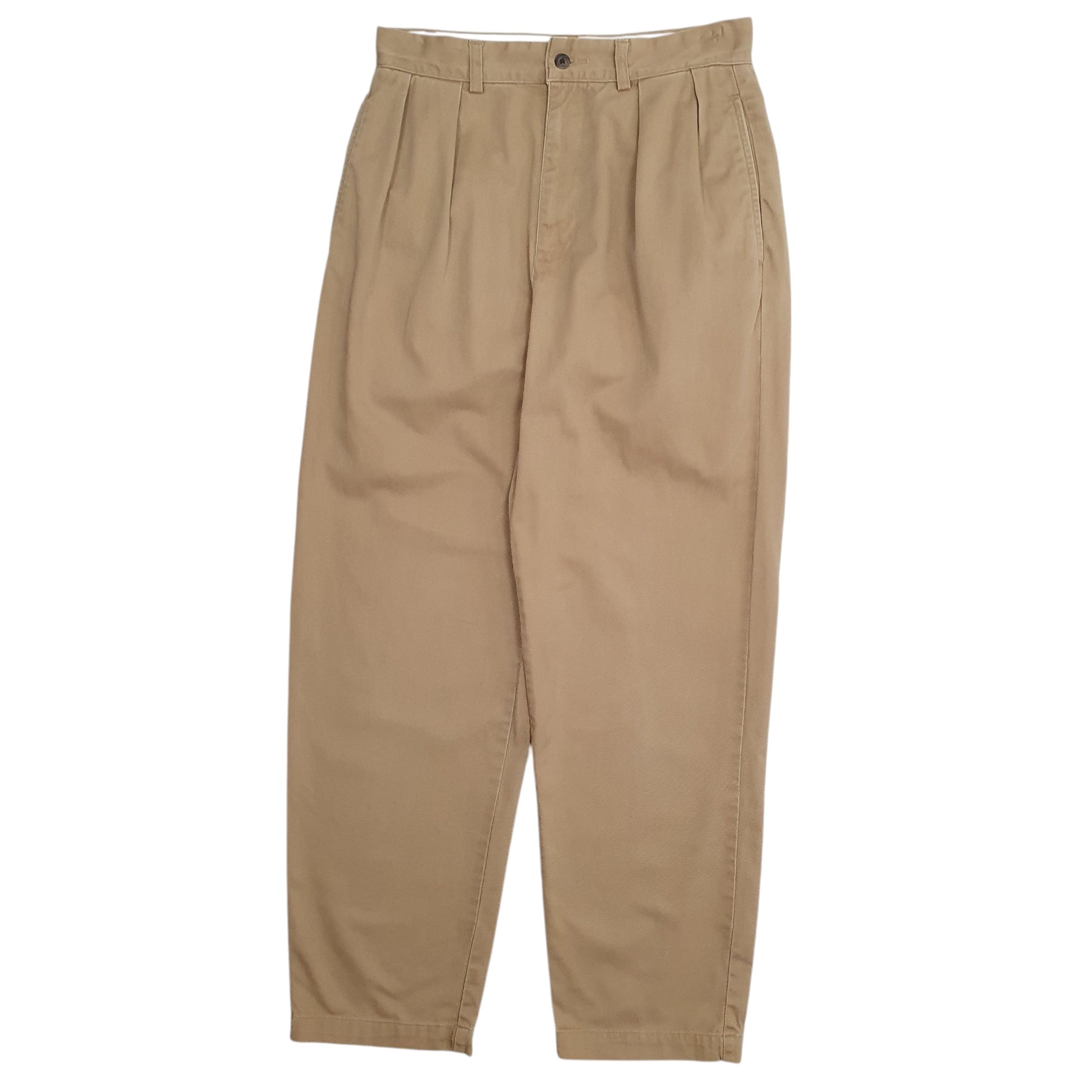 Mens Beige Polo Ralph Lauren Andrew Pleated Vintage 90s Chino Trousers