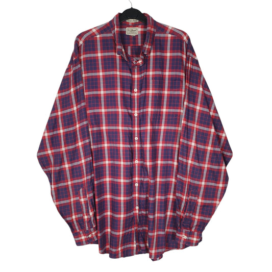 Mens Red L.L.Bean US Coast Guard Tartan Long Sleeve Shirt
