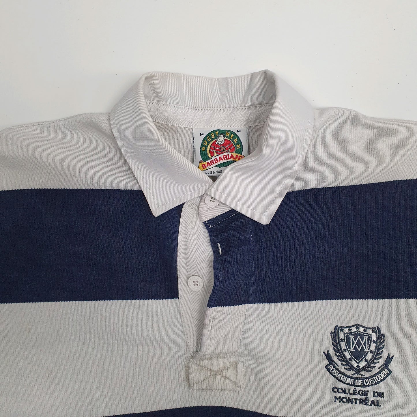 Mens Navy Barbarian Montreal College Rugby Crewneck Polo Shirt